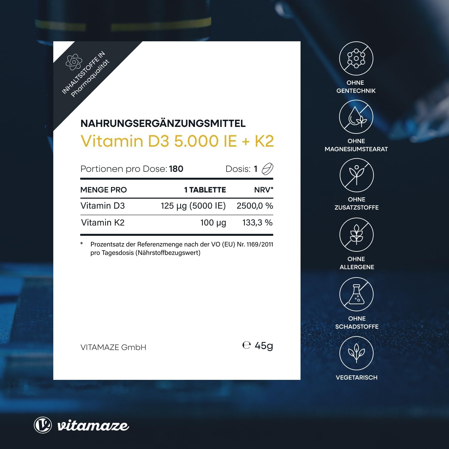 Thumbnail 4 de Vitamin D3 K2 5000 IE Tabletten 💊