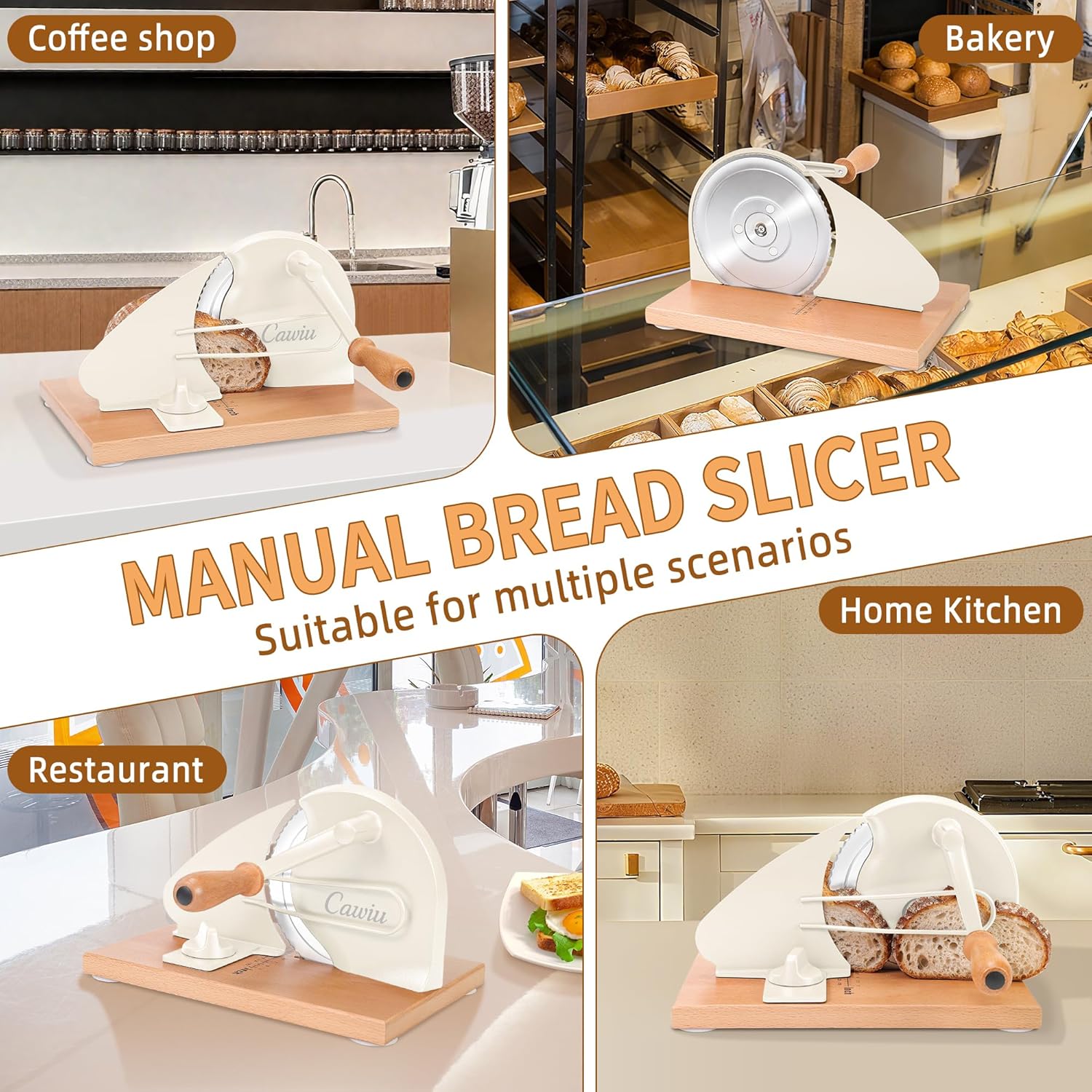Thumbnail 5 de CAWIU Upgraded Manual Bread Slicer for Homemade Sourdough — Adjustable Thickness Cutter with Hand Crank