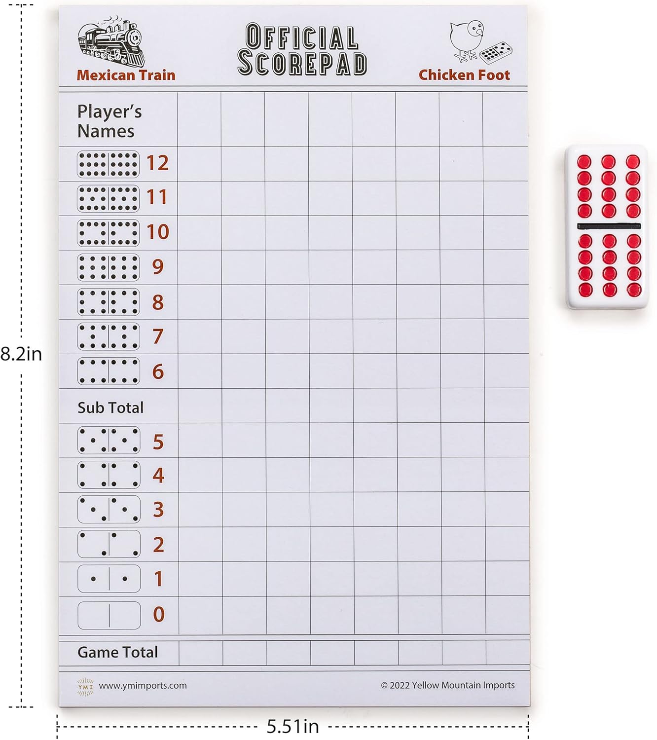 Thumbnail 4 de Yellow Mountain Imports 3-Pack Mexican Train & Chicken Foot Dominoes Scorepad (180 sheets)
