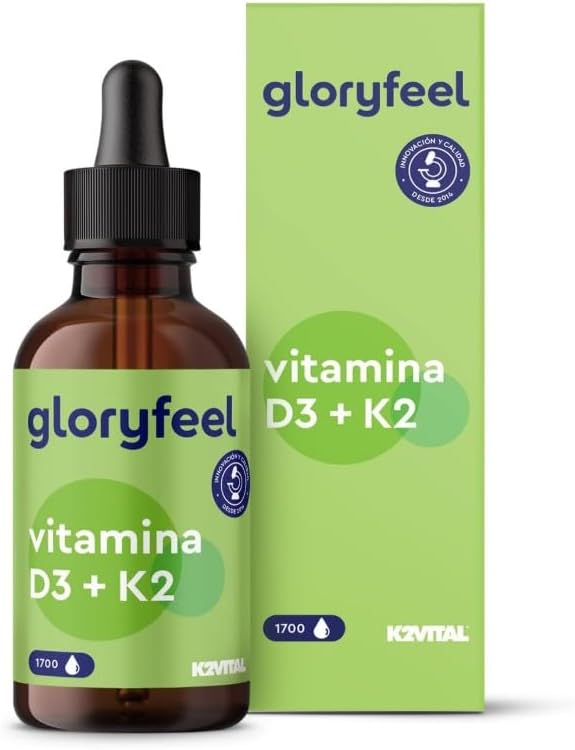 Detalle de Vitamina D3 + K2 in Gocce Gloryfeel 50 ml: alta assunzione giornaliera in olio MCT