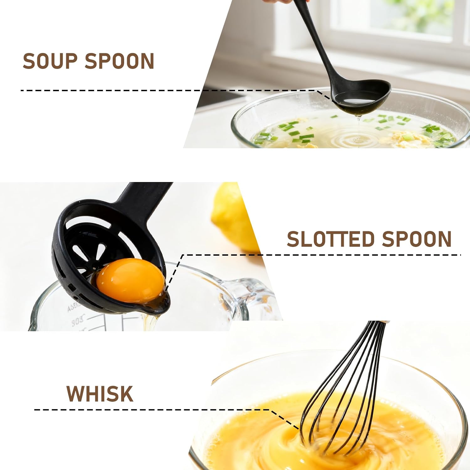 Detalle 2 de VINATO 12-Piece Silicone Kitchen Utensil Set, Black, Dishwasher-Safe