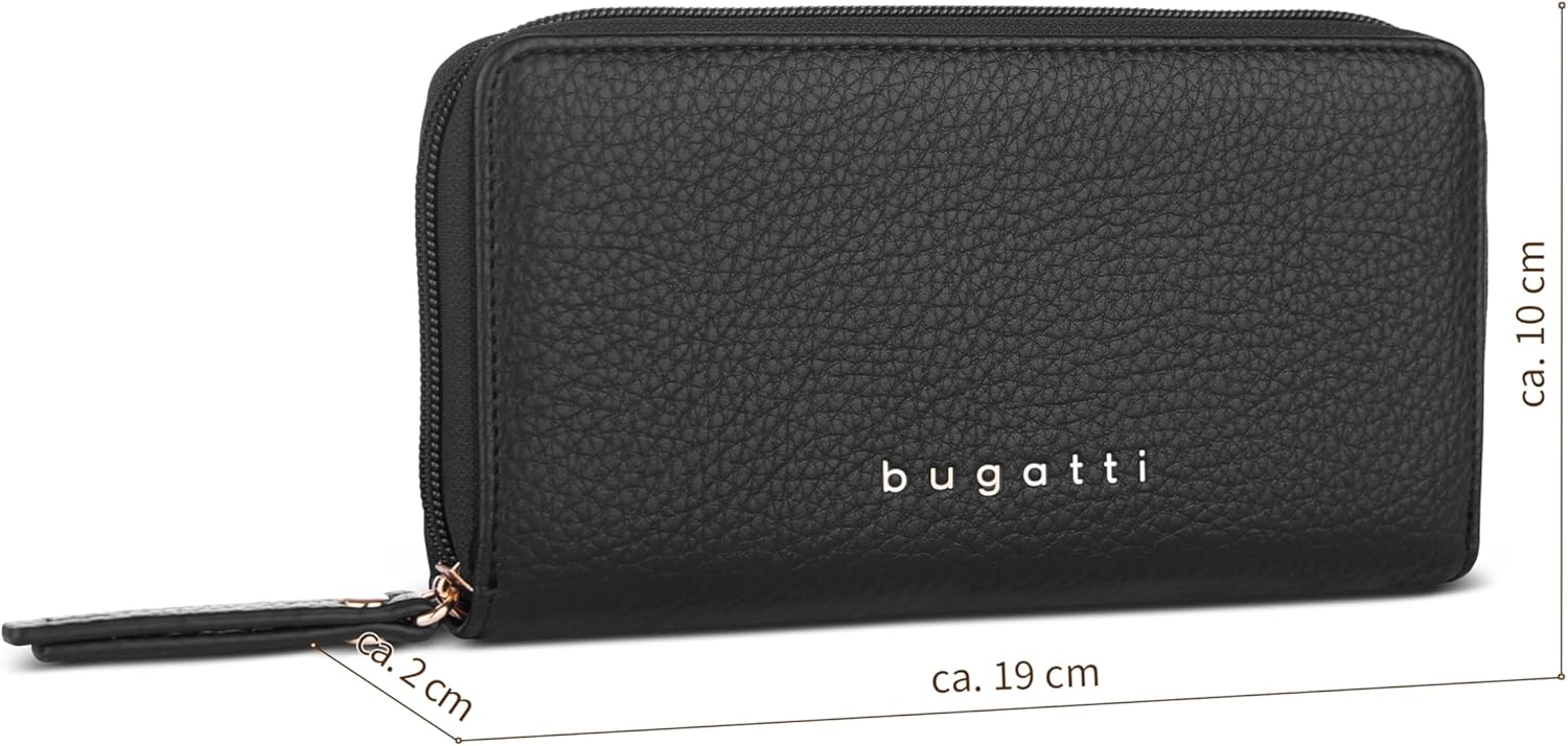 Thumbnail 1 de Bugatti Elina grand portefeuille femme en similicuir noir avec fermeture éclair