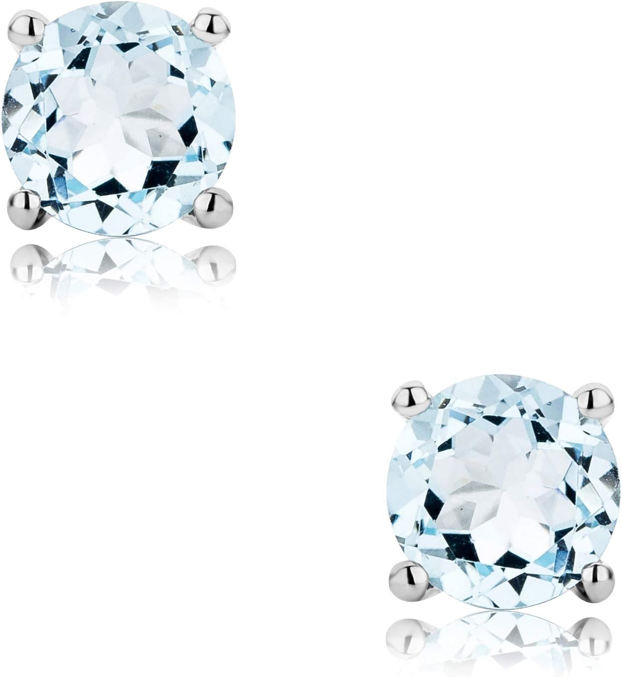Thumbnail 1 de OROVI Boucles d'Oreilles Femme en Or Blanc 9 Carats with Topaze naturelle – Clous d’Oreilles Fait Main