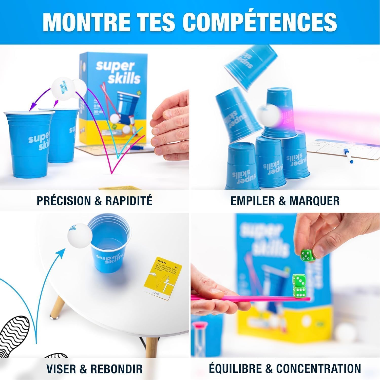 Detalle de Super Skills – Jeu de société adulte, ado et enfant (dès 8 ans) : 120 défis en version française