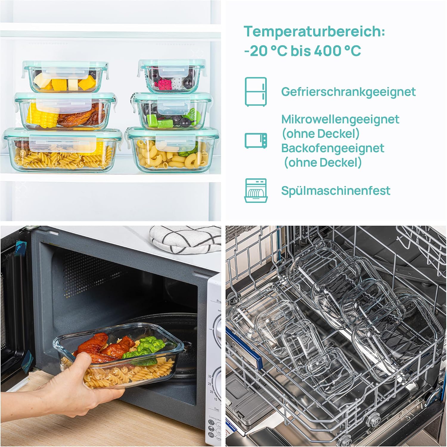 Detalle 2 de Vtopmart 15er Meal Prep Boxen Glas 🍱