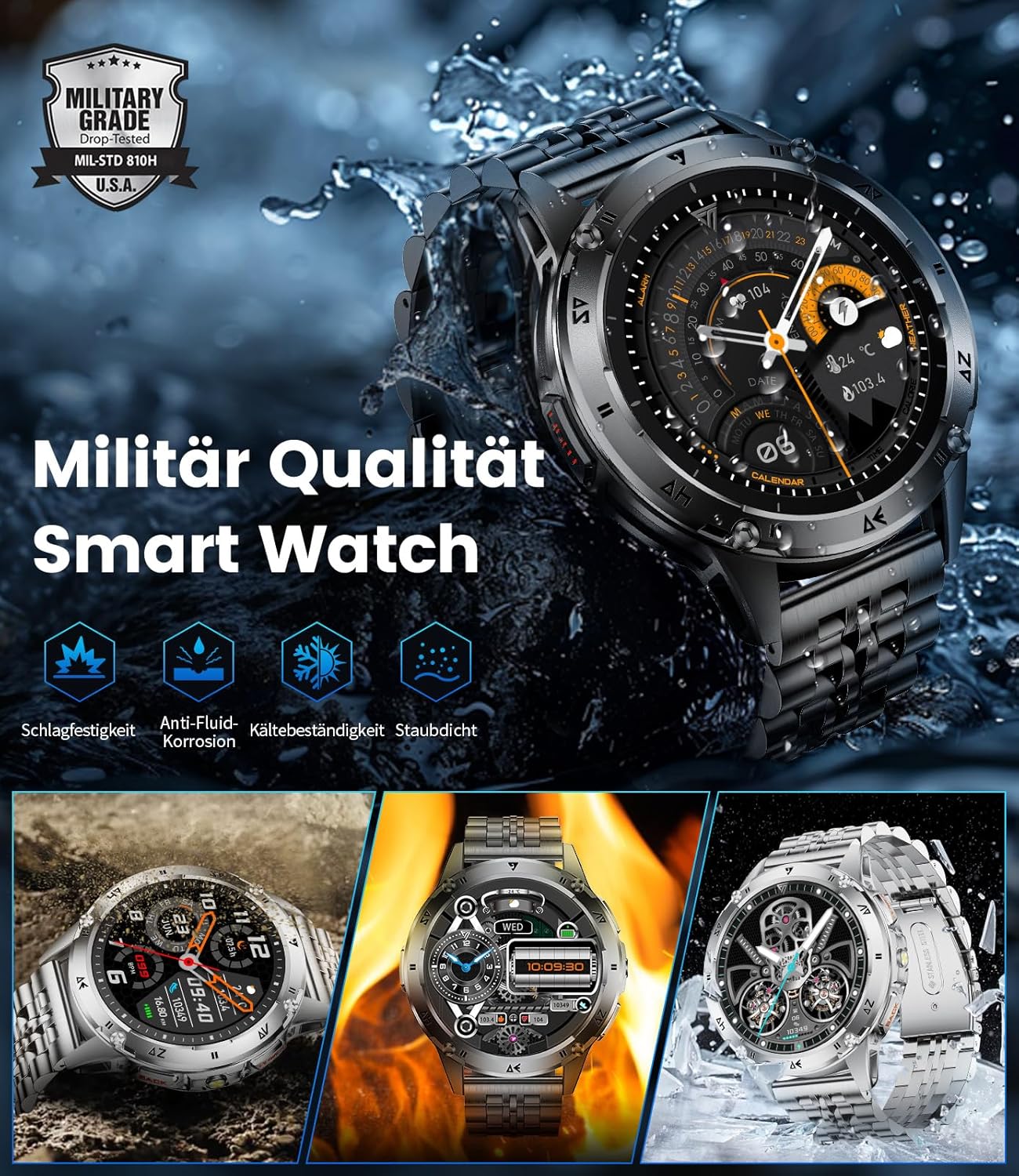 Thumbnail 3 de FITFLEX Smartwatch Uomo Militare: AMOLED 1,43'', IP68 e 120+ modalità sportive
