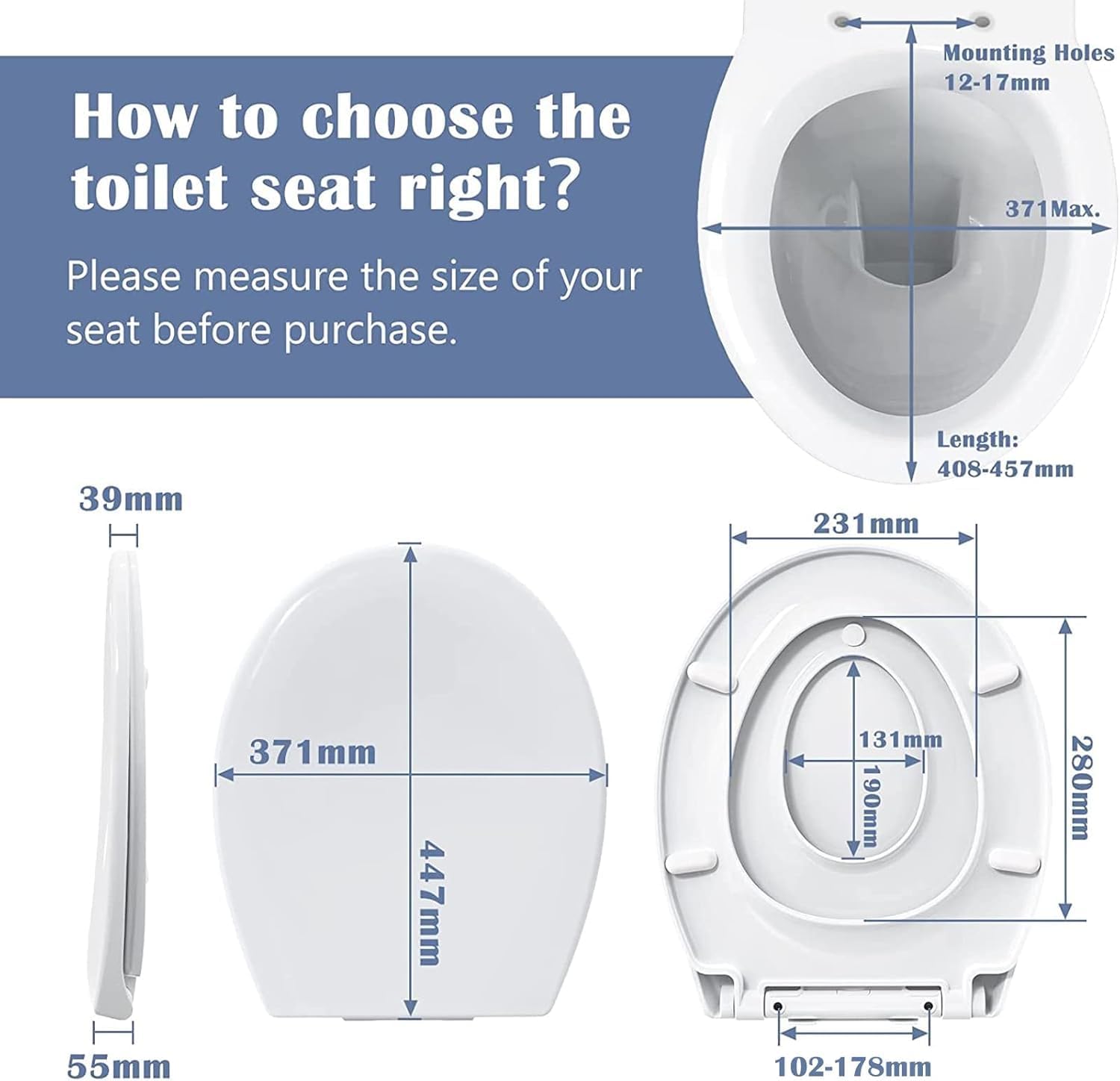 Detalle 2 de STOREMIC Soft Close Toilet Seat 44.7 cm