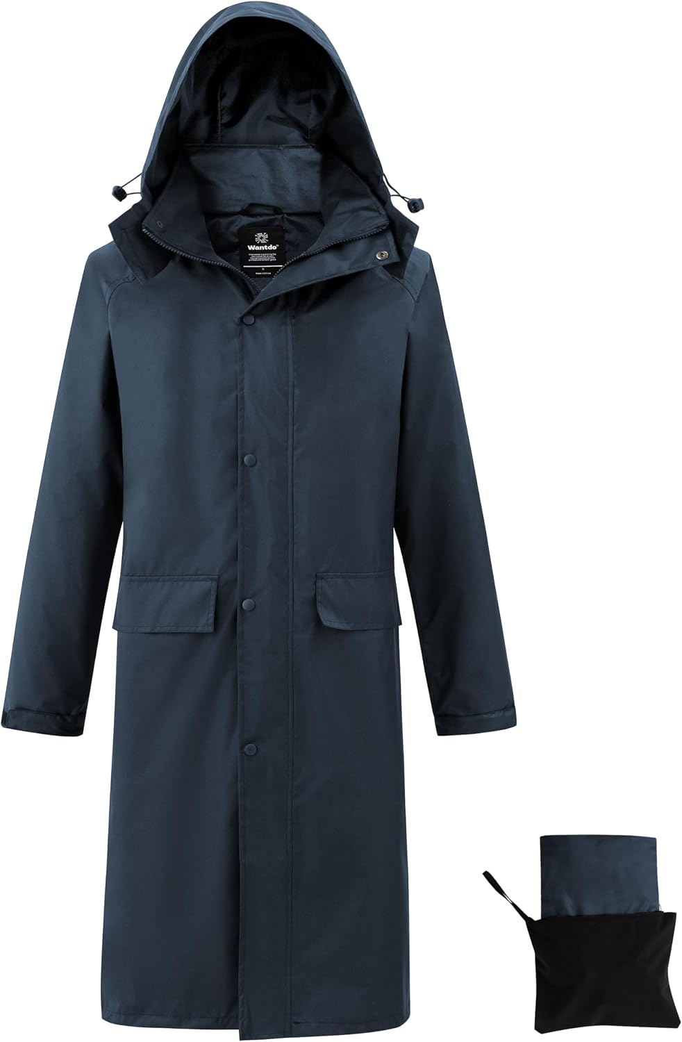Detalle de Wantdo Men's Long Raincoat with Detachable Hood