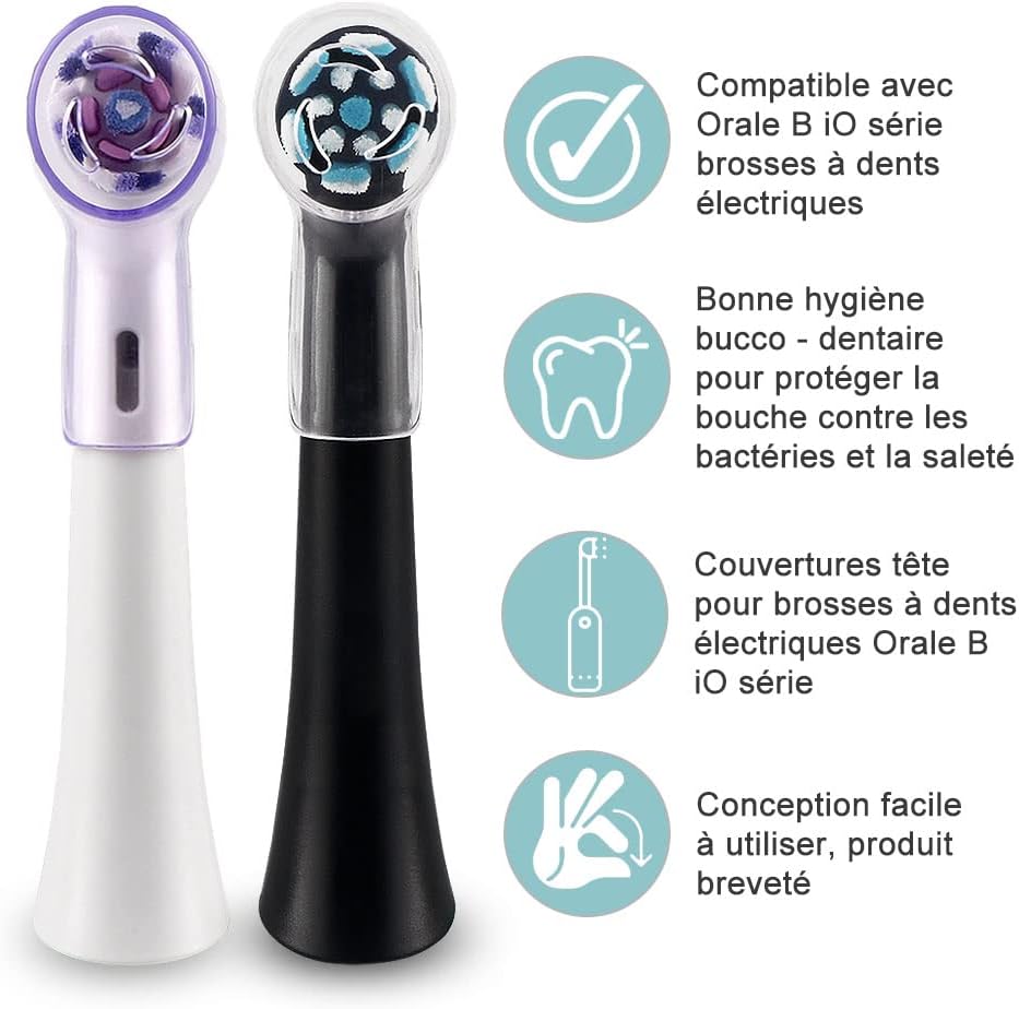 Detalle de Kisstta Capuchon de Protection pour Têtes de Brosse Oral-B iO – Lot de 6, Multicolore