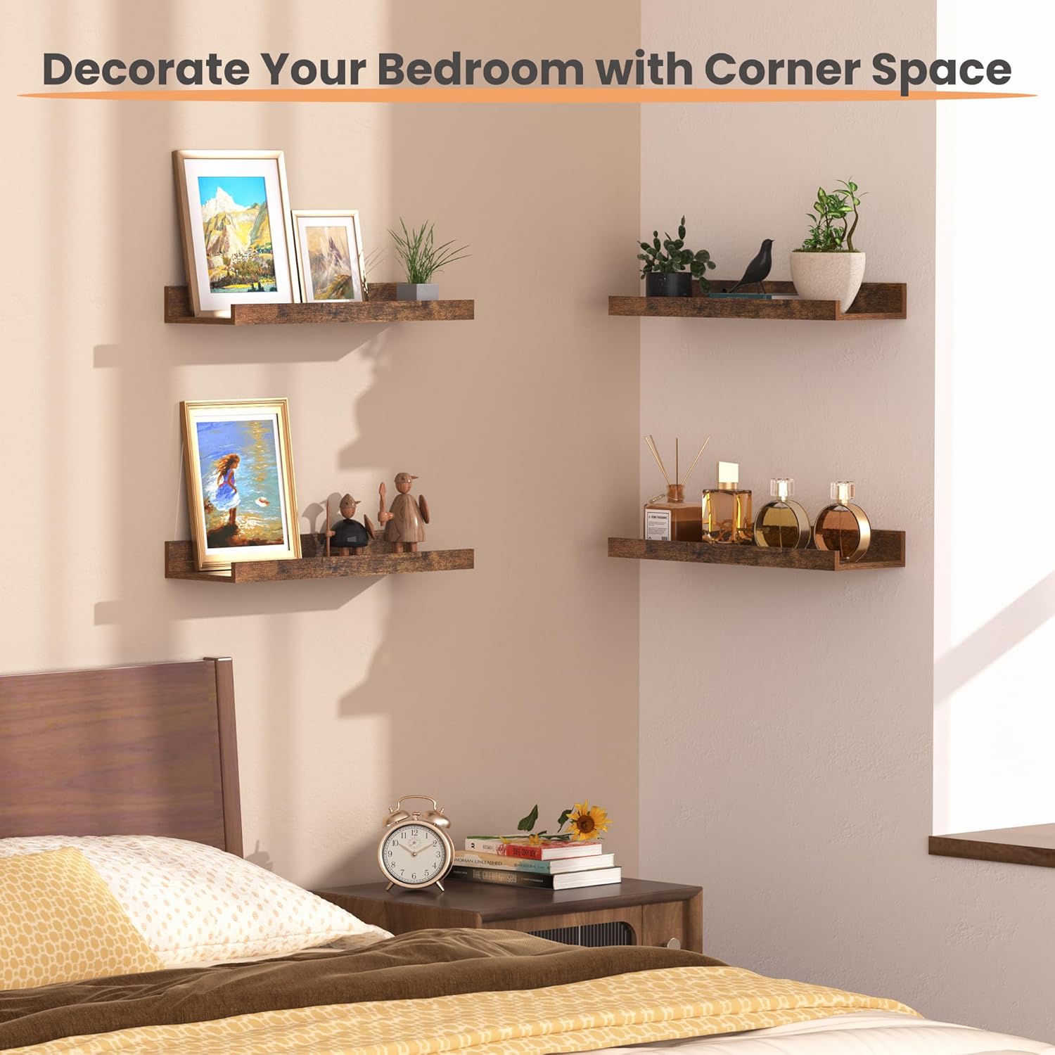 Thumbnail 4 de upsimples Floating Shelves Set of 6 — Brown 🪵