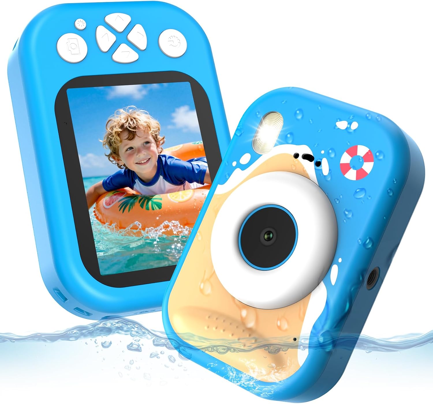 Detalle de CHAKEYAKE: Macchina Fotografica per Bambini 1080P IP67, Zoom 10x e Schermo 2,4'' – Regalo Ideale per Avventure in Piscina e Spiaggia