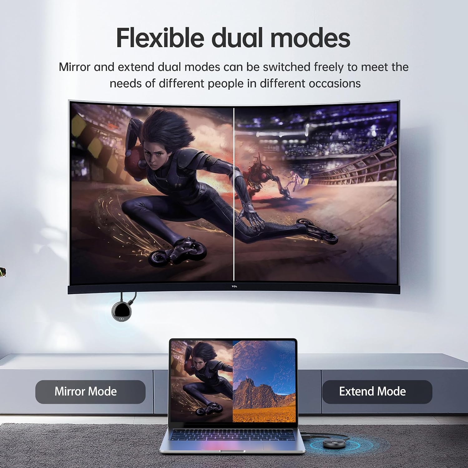Detalle de WELUSOPU 2026 draadloze HDMI-zender en -ontvanger met 5,8 GHz en ledscherm