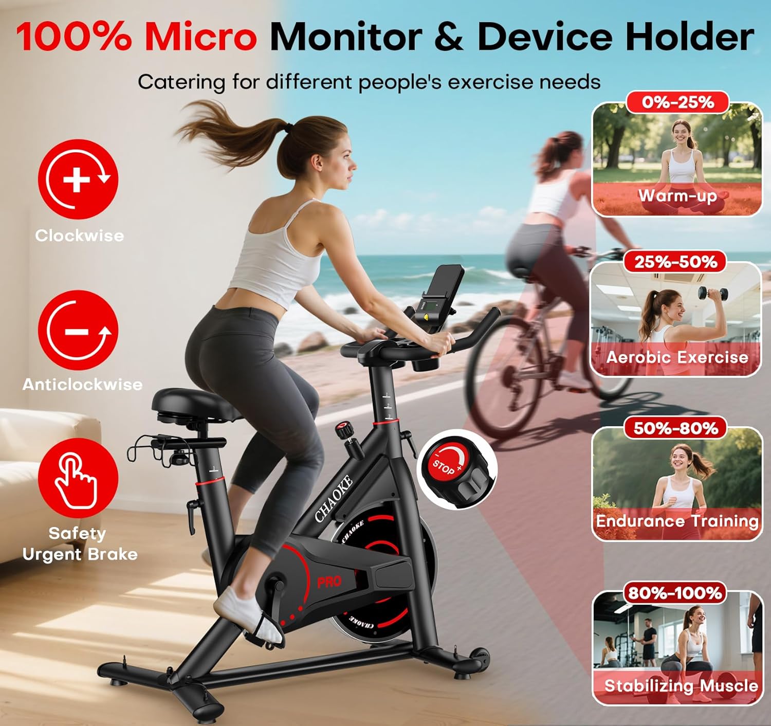 Thumbnail 2 de CHAOKE Exercise Bike 350 lb capacity 🚴♀