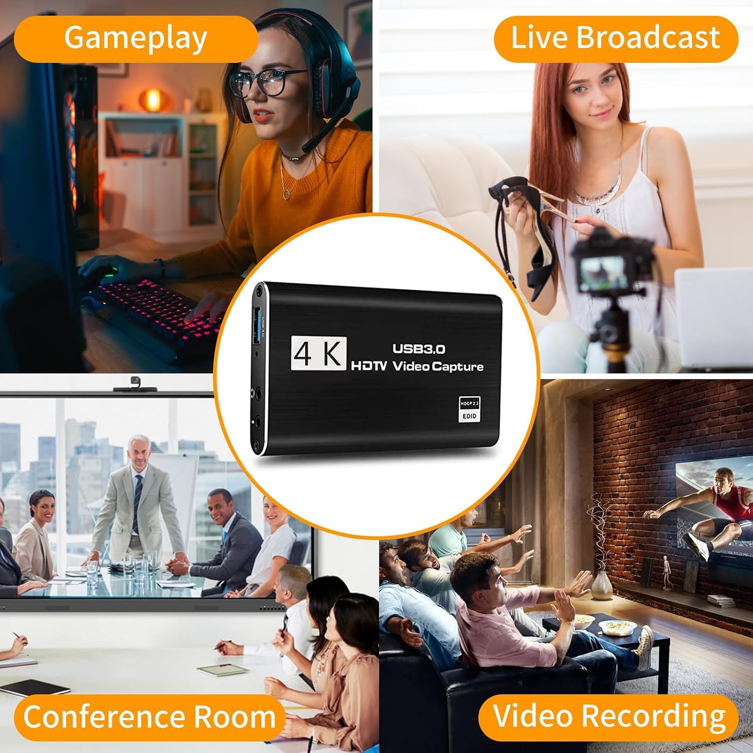 Thumbnail 5 de 4K HDMI Video Capture Card: USB 3.0 Full HD 1080P Capture with Microphone Input