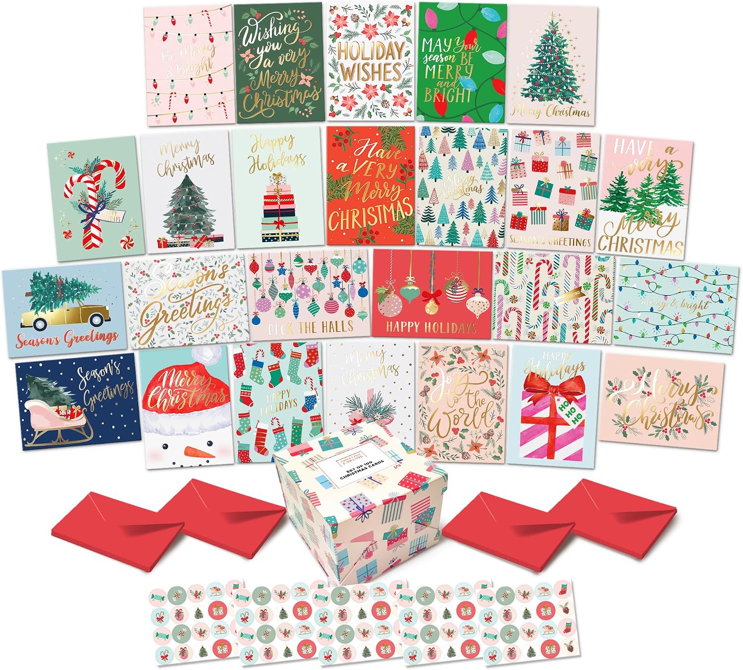 Detalle de Sweetzer&Orange Christmas Cards Set, 100 Cards