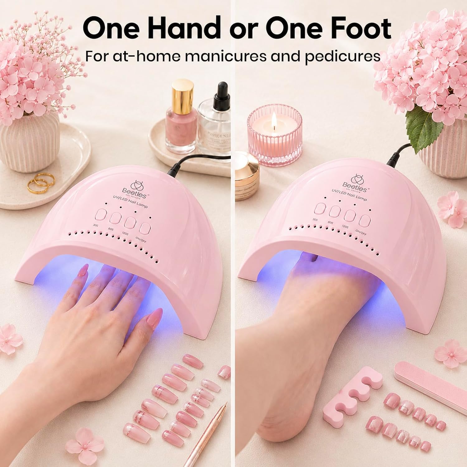 Detalle de Beetles UV Nail Lamp (LED) with 3 Timers 30/60/120s and Smart Auto Sensor for Gel Polish, Pink
