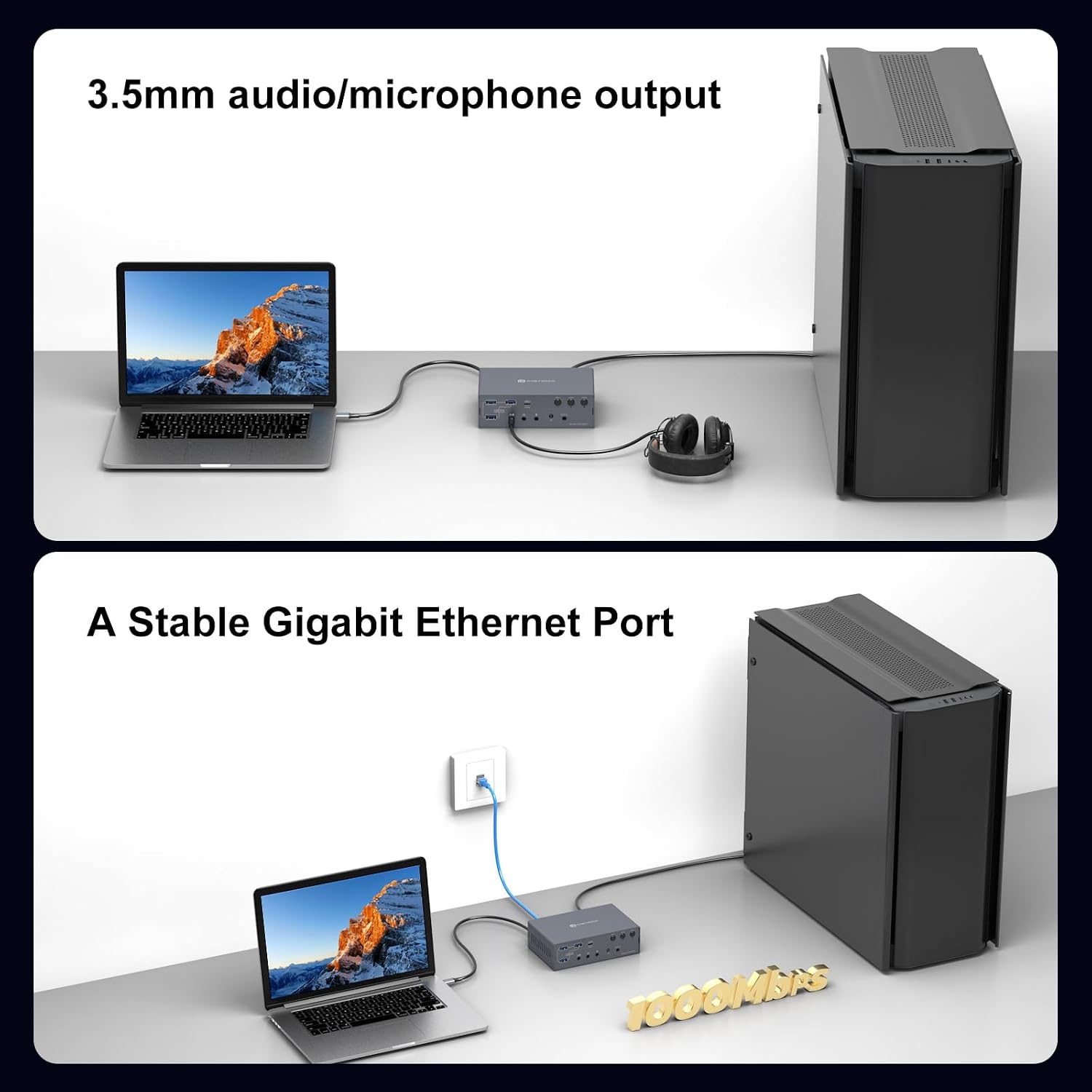 Detalle 2 de TJCXELE USB-C KVM Docking Station for 3 Computers and 4 4K Displays