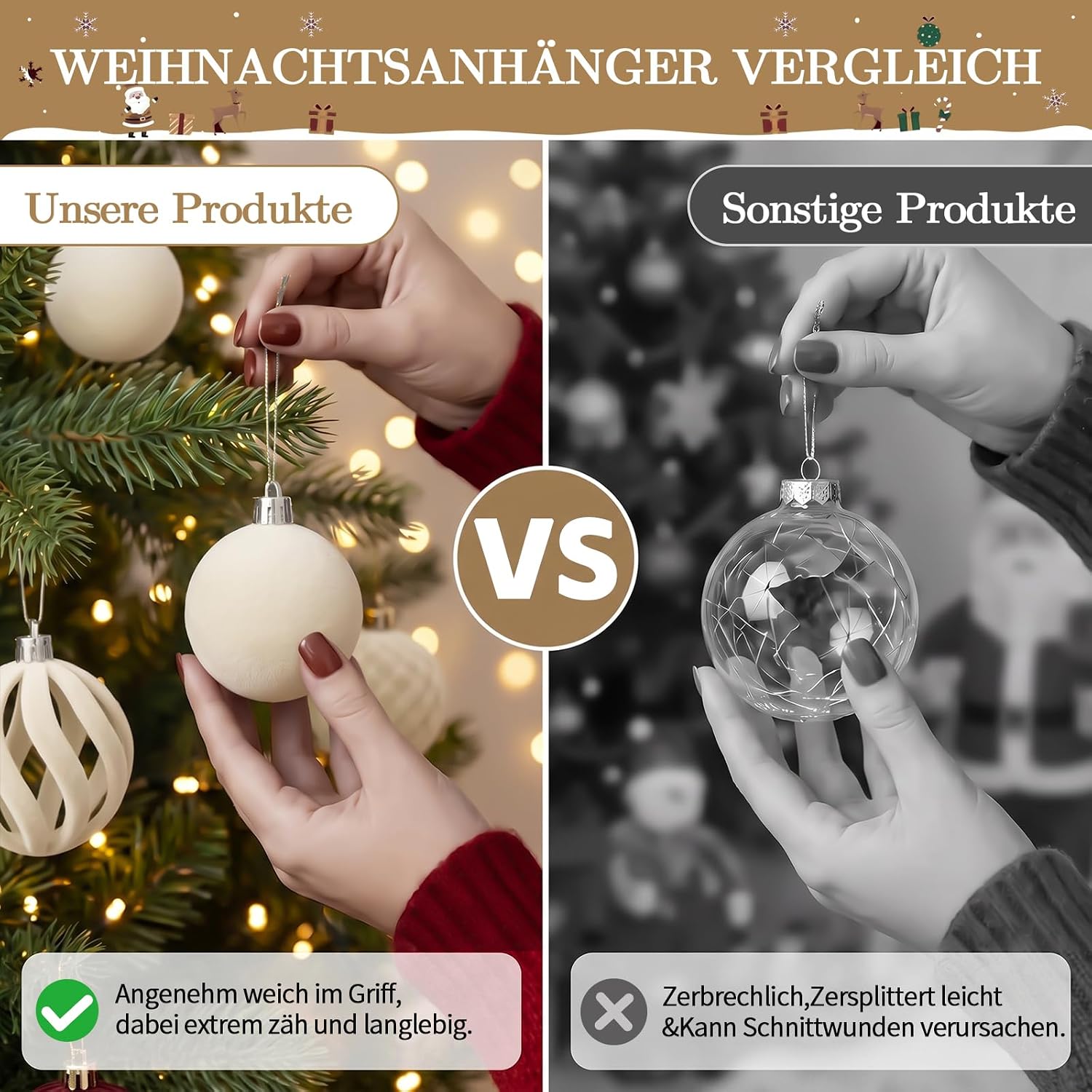 Detalle 2 de Ruilpptup SDQ-001-MB kerstversiering van fluweel, 44 stuks in verschillende vormen