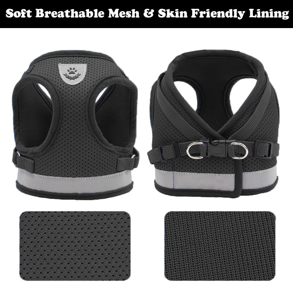 Thumbnail 6 de Anlitent Soft Mesh No Pull Cat Harness and Lead Set (Black, X-Large) with Escape Proof Kitten Vest