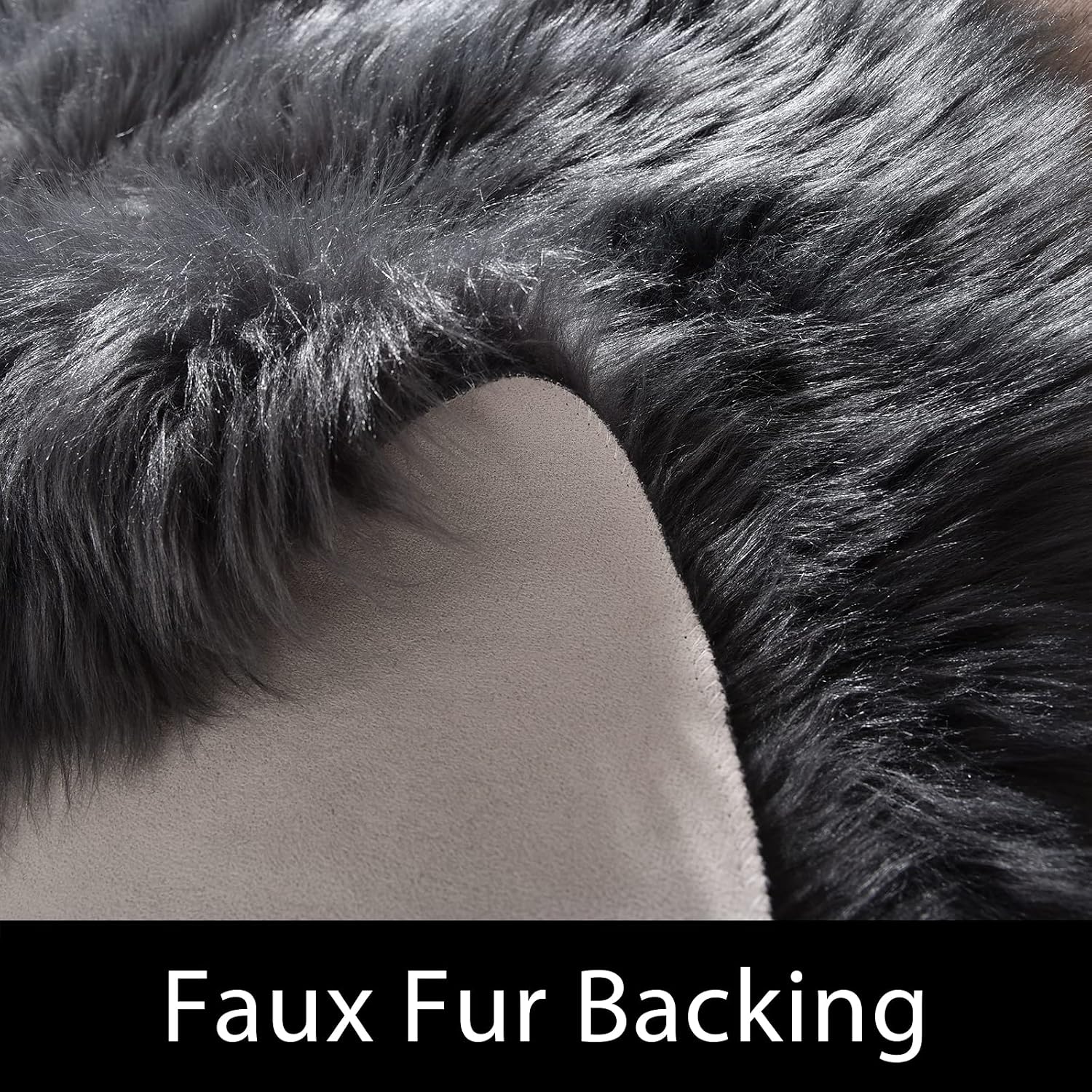 Detalle de Latepis 6x8 Dark Grey Faux Sheepskin Rug