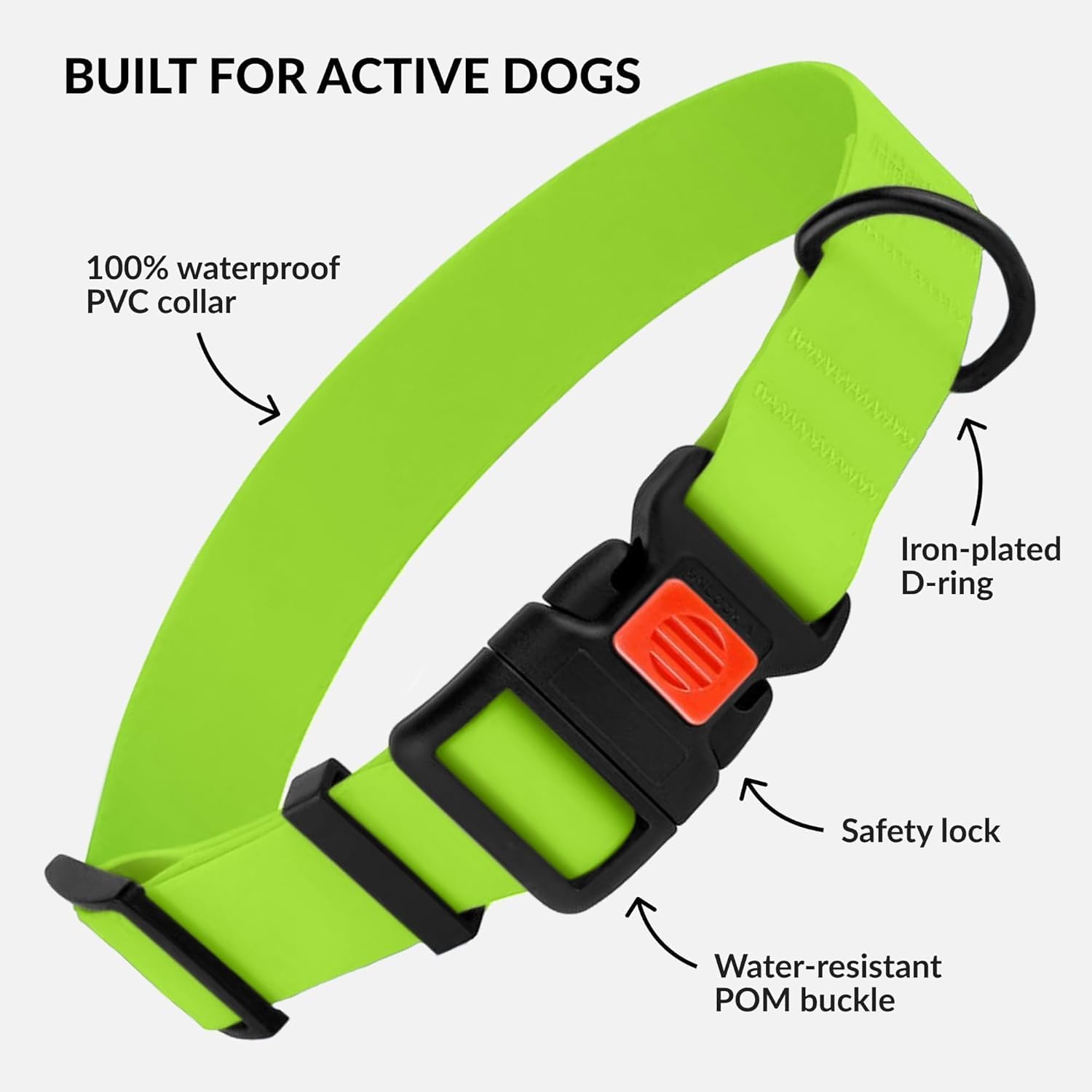 Detalle de CollarDirect Wasserdichtes Hundehalsband – Verstellbar, robust & pflegeleicht