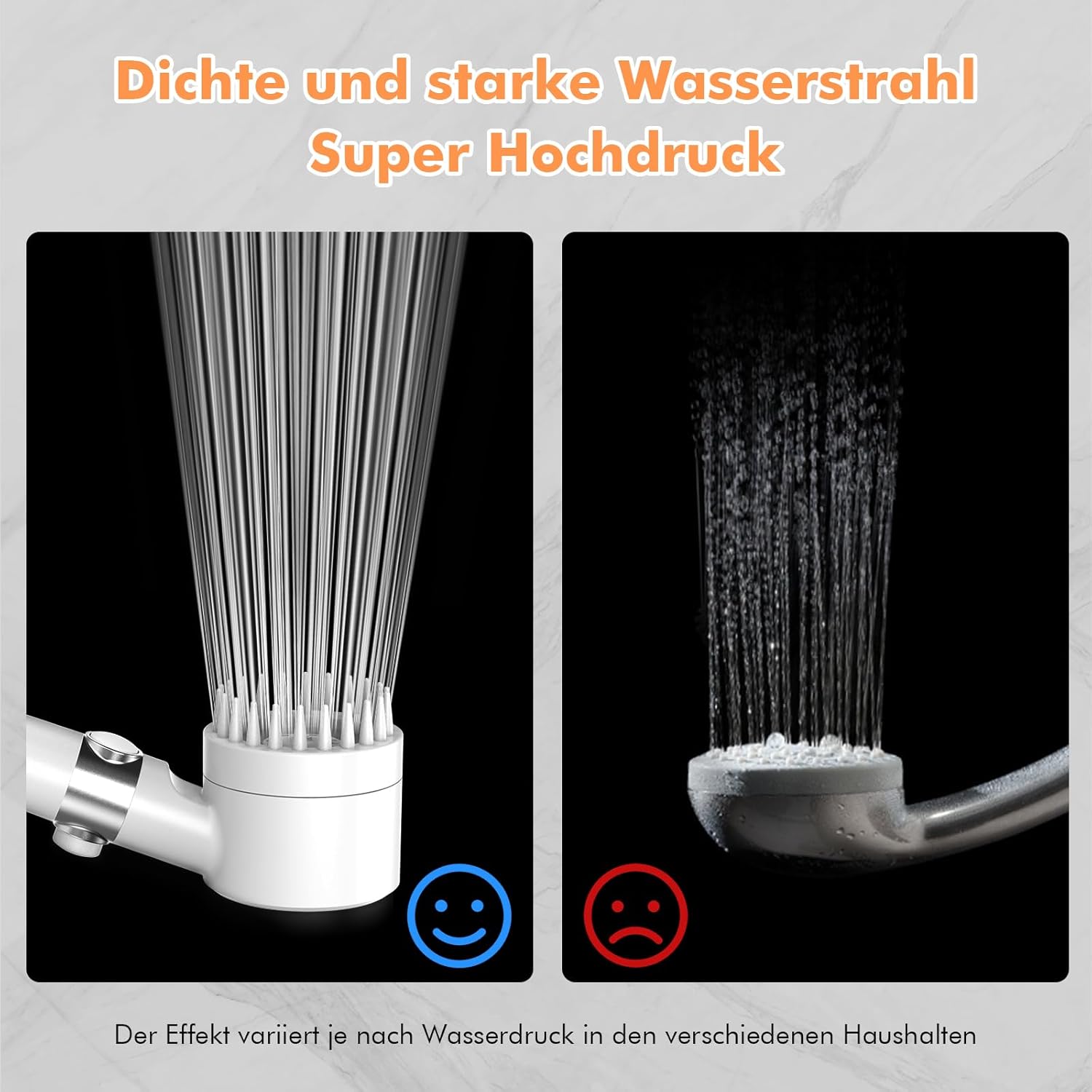 Detalle de MEKO Duschkopf mit Filter – Hochdruck Handbrause mit 15-Schicht-Filter und 1,5 m Schlauch