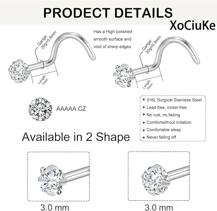 Detalle 2 de XoCiuKe Nose Studs, 20G