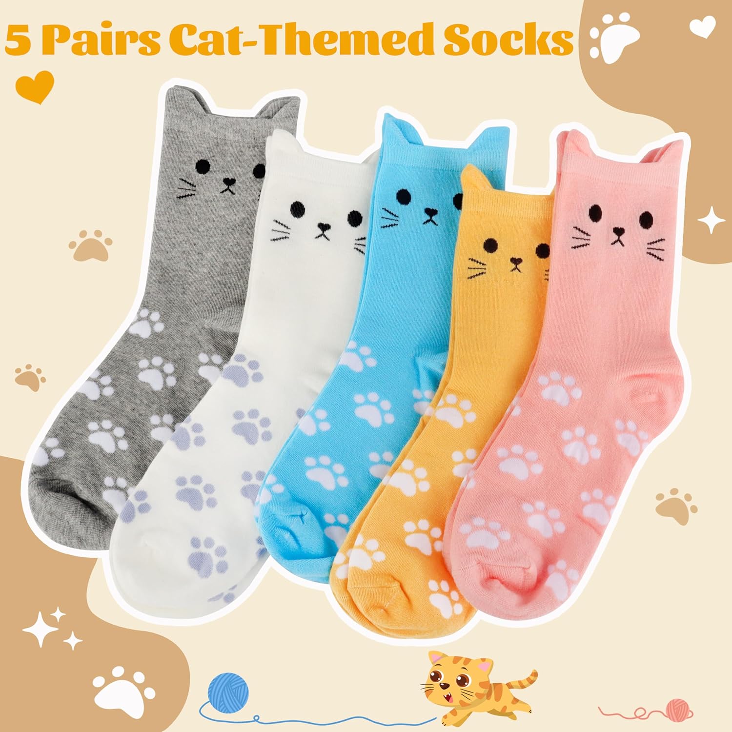 Thumbnail 2 de Jeasona cotton socks 5 pairs for size 4-9