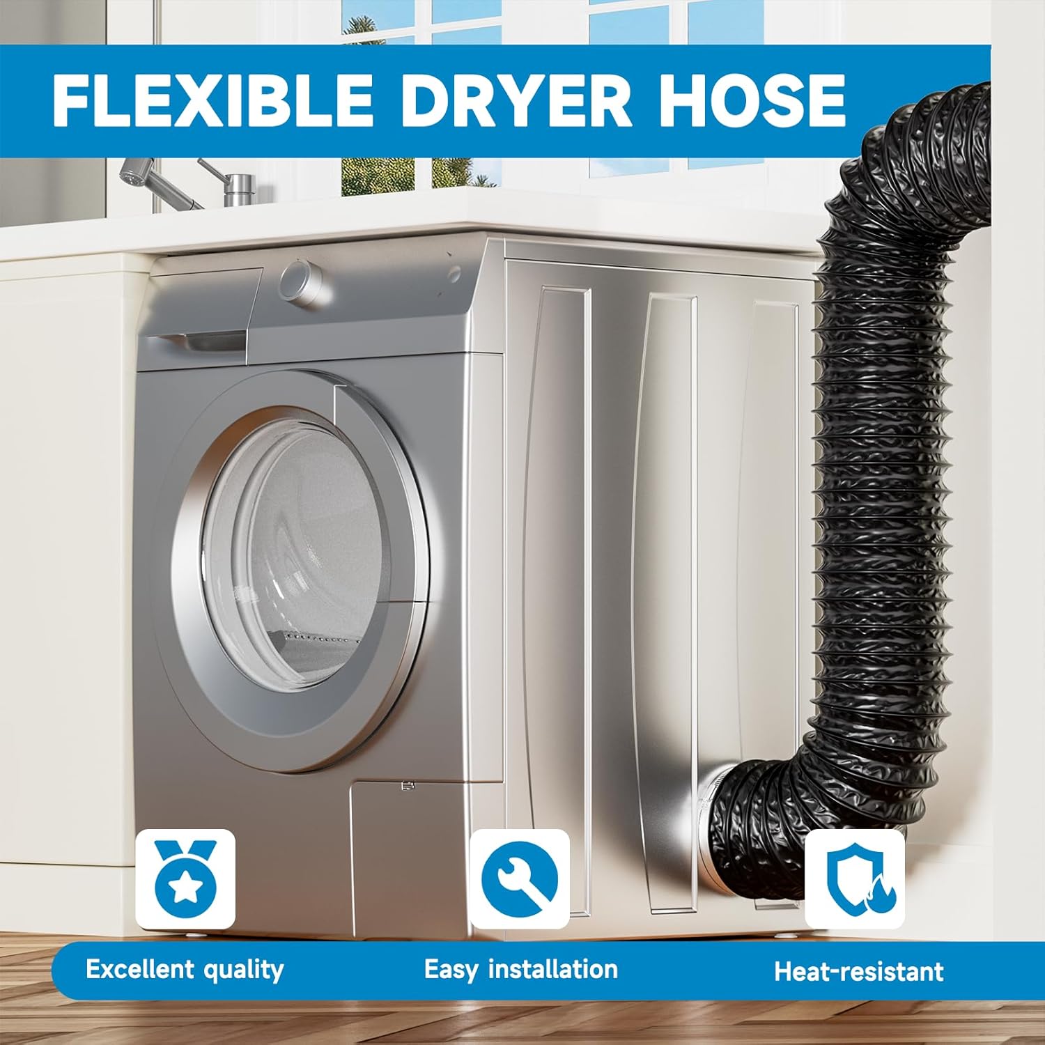 Detalle de Hon&Guan Ø150mm Abluftrohr, 5m PVC Alurohr – universell einsetzbares Luftkanal-System für Heimgeräte