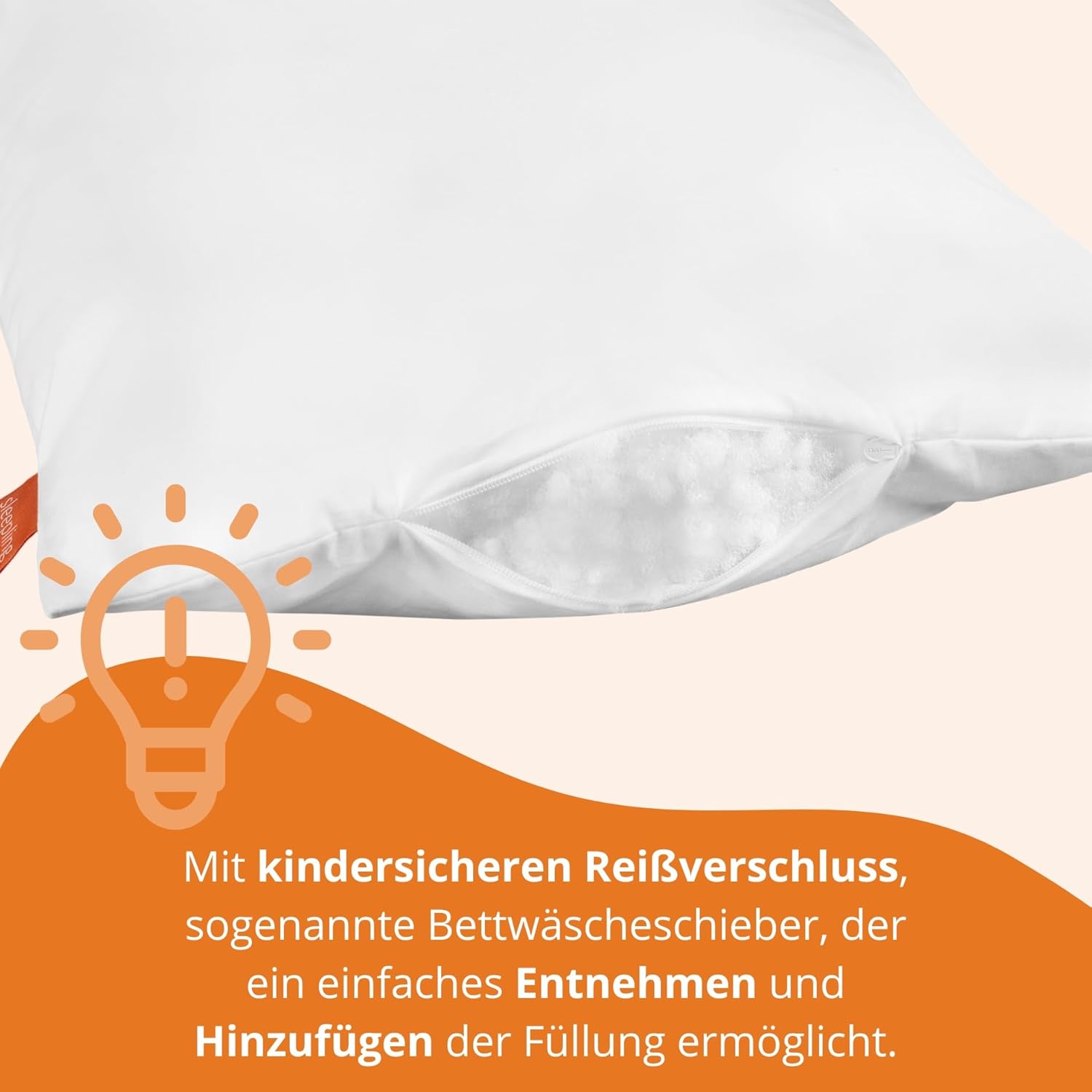 Detalle 2 de sleepling Kinderkopfkissen 40x60 cm – Kopfkissen aus 100% Baumwolle, waschbar bis 60 Grad