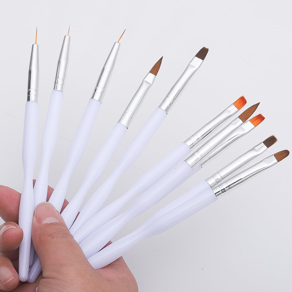 Detalle de ZEOHBETY Nagelkunstpinsel-Set (10-teilig) – Fine-Liner & Nageldesign-Malpinsel, weiß