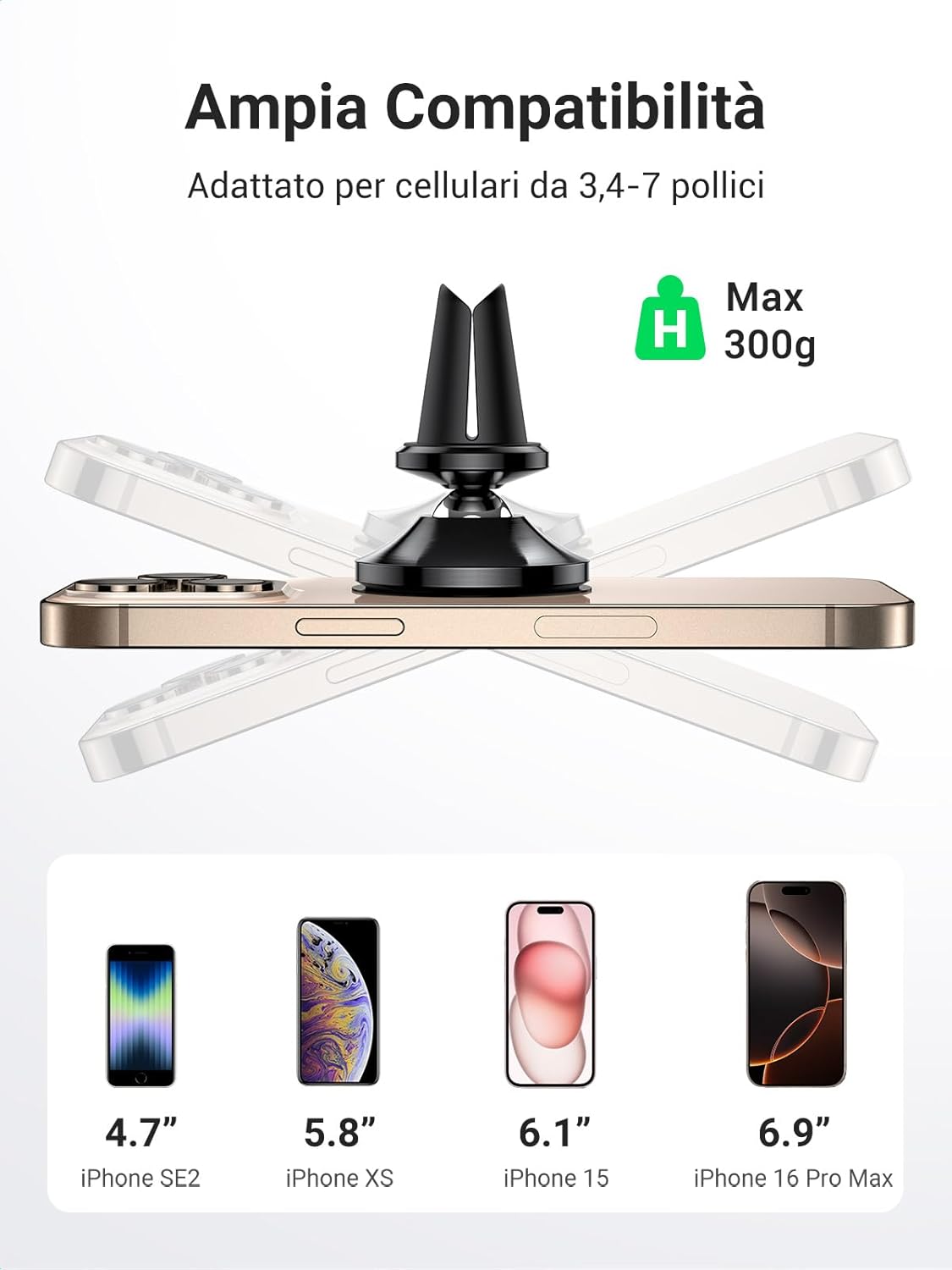 Thumbnail 3 de UGREEN Supporto Telefono Auto Magnetico 2 PAD 3,4-7"