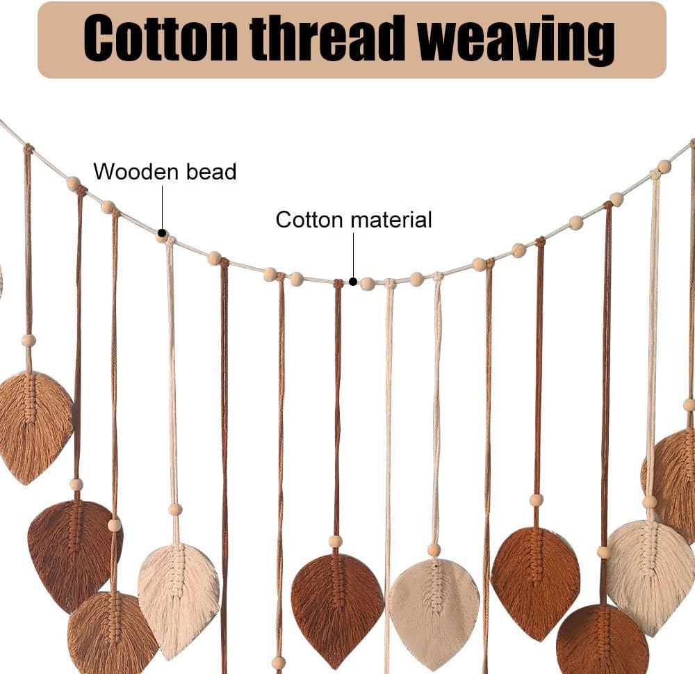 Thumbnail 4 de BDKMMS Large Macrame Wall Hanging – Leaves with Wooden Bead Detail