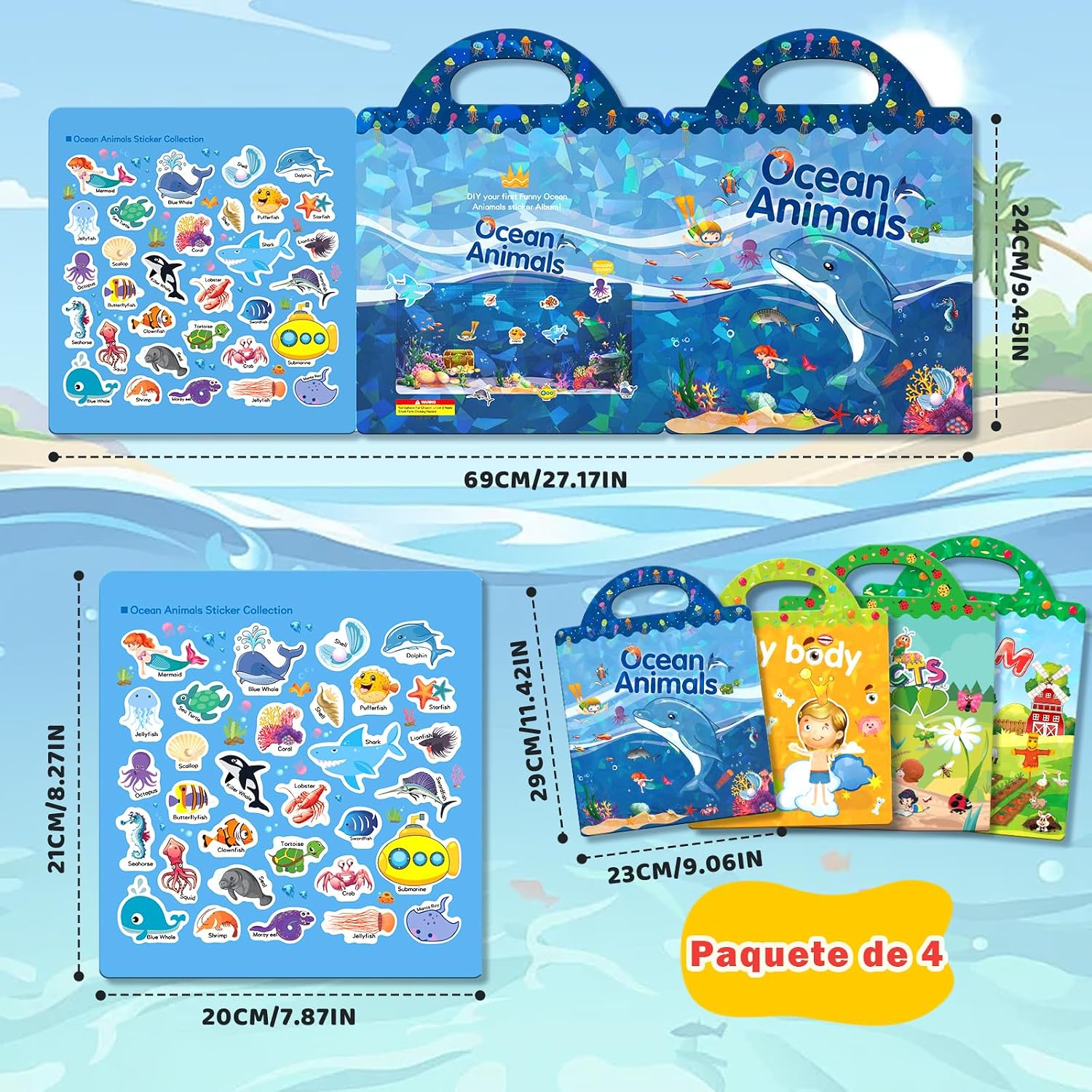 Thumbnail 5 de GUYUCOM 4 libros de pegatinas reutilizables