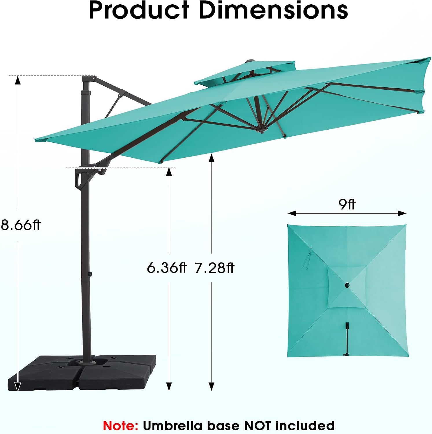 Detalle 2 de JEAREY Cantilever Patio Umbrella 9x9 ft