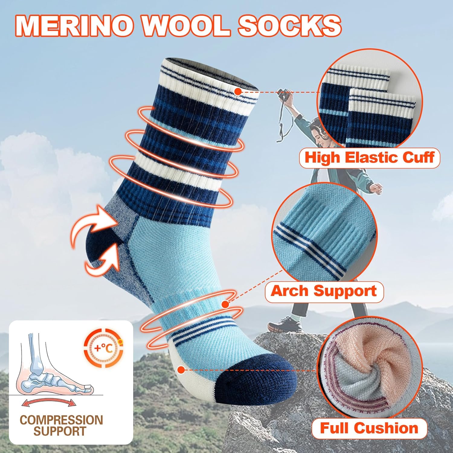 Thumbnail 2 de BONANGEL Merino Wandersocken Damen – Thermo-Trekking-Socken 3er Pack