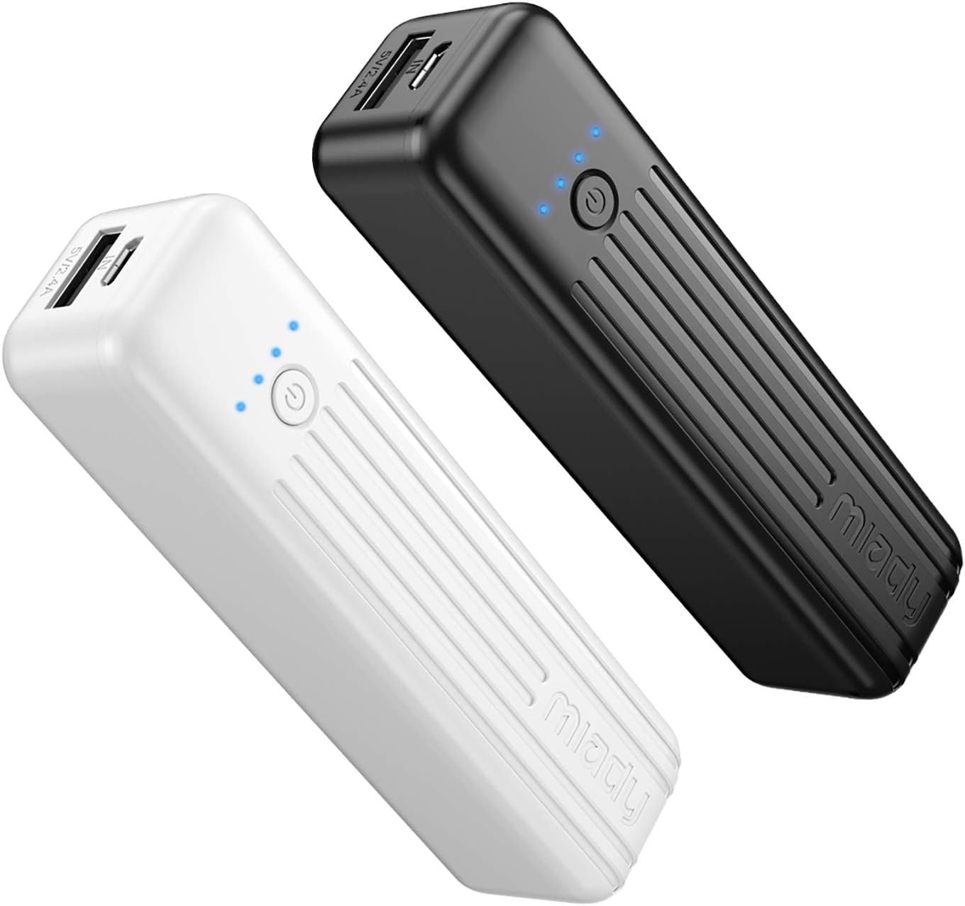 Detalle de Miady HYD001 2-Pack 5,000mAh Power Banks, Pocket-Size with Dual USB Ports