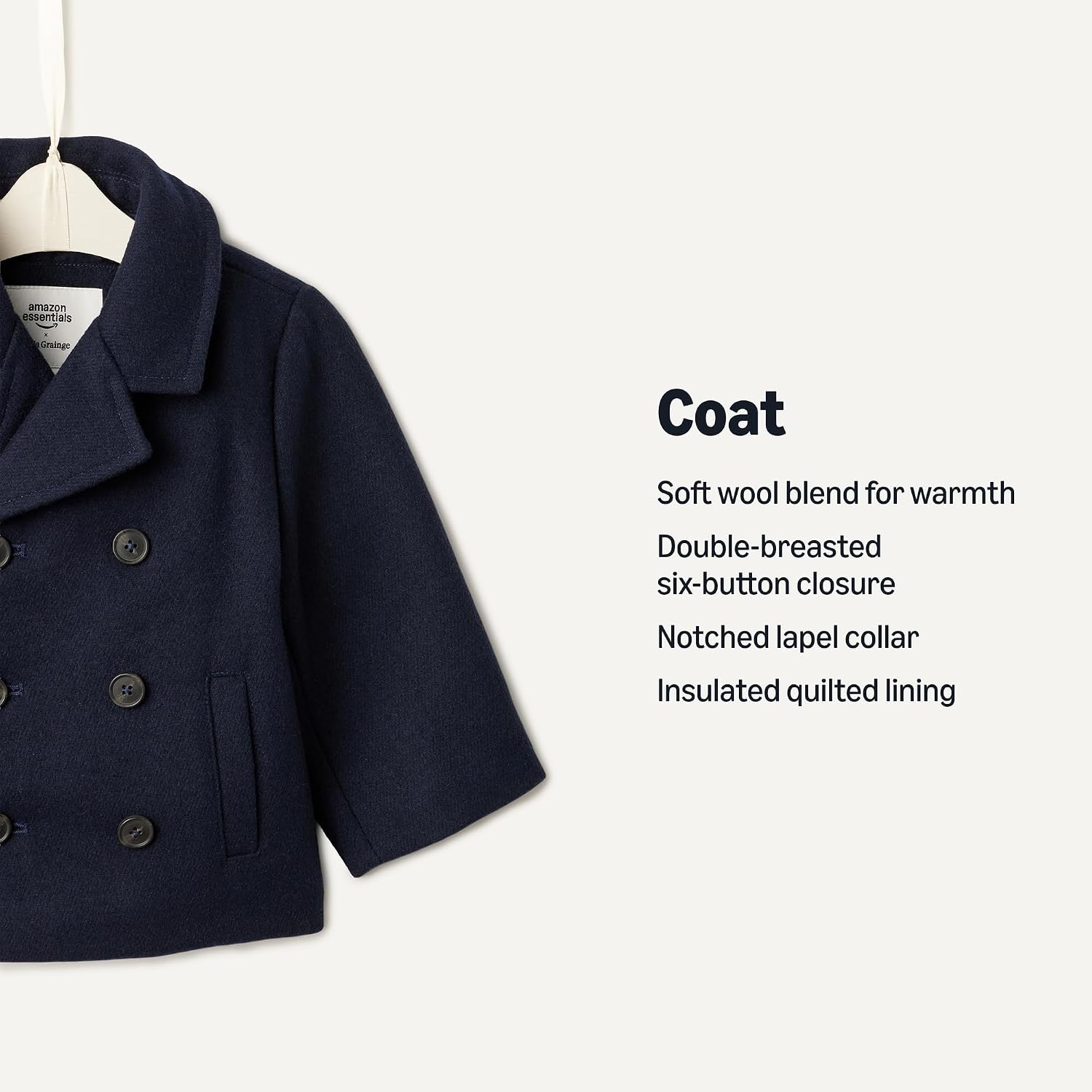 Thumbnail 1 de Amazon Essentials x Sofia Grainge Toddler and Baby Boys' Wool Blend Double Breasted Coat