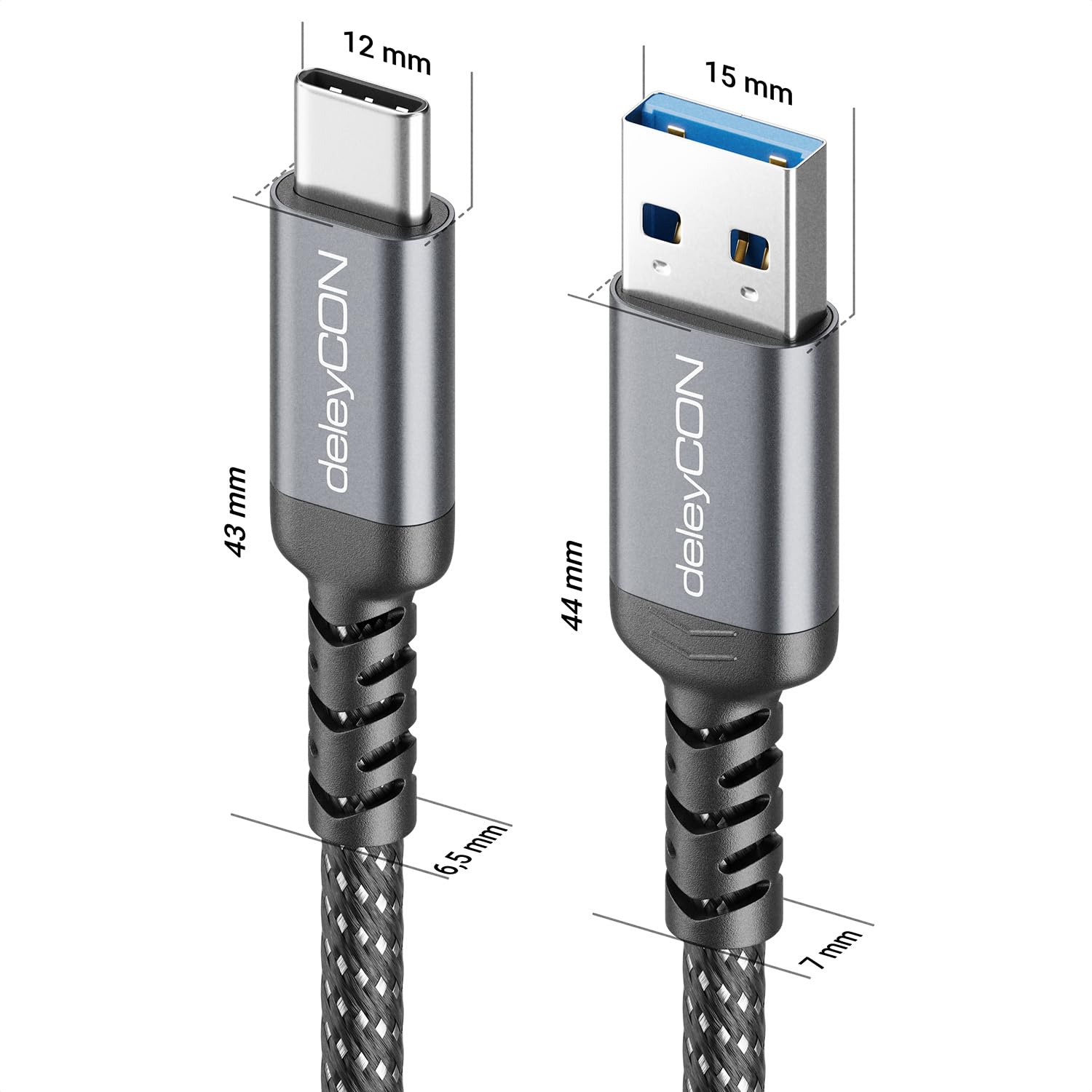 Thumbnail 1 de deleyCON USB-A zu USB-C Kabel 1 m – USB 3.0, 5 Gbit/s, Nitro-Ladung bis 18W