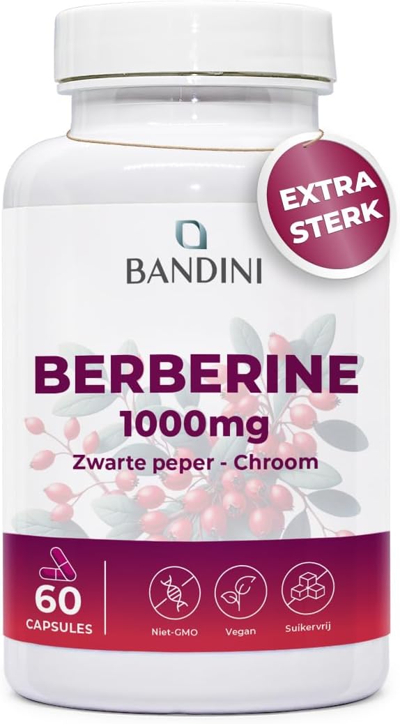Detalle de BANDINI Berberine 1000 mg, 60 vegan capsules met chroom en zwarte peper