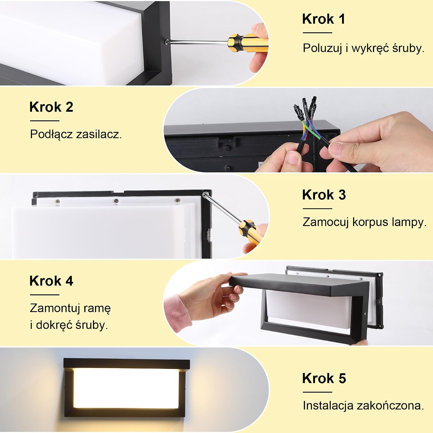 Thumbnail 5 de YICALE 01 – 2 zewnętrzne kinkiety LED 18 W, 3 barwy światła, IP65