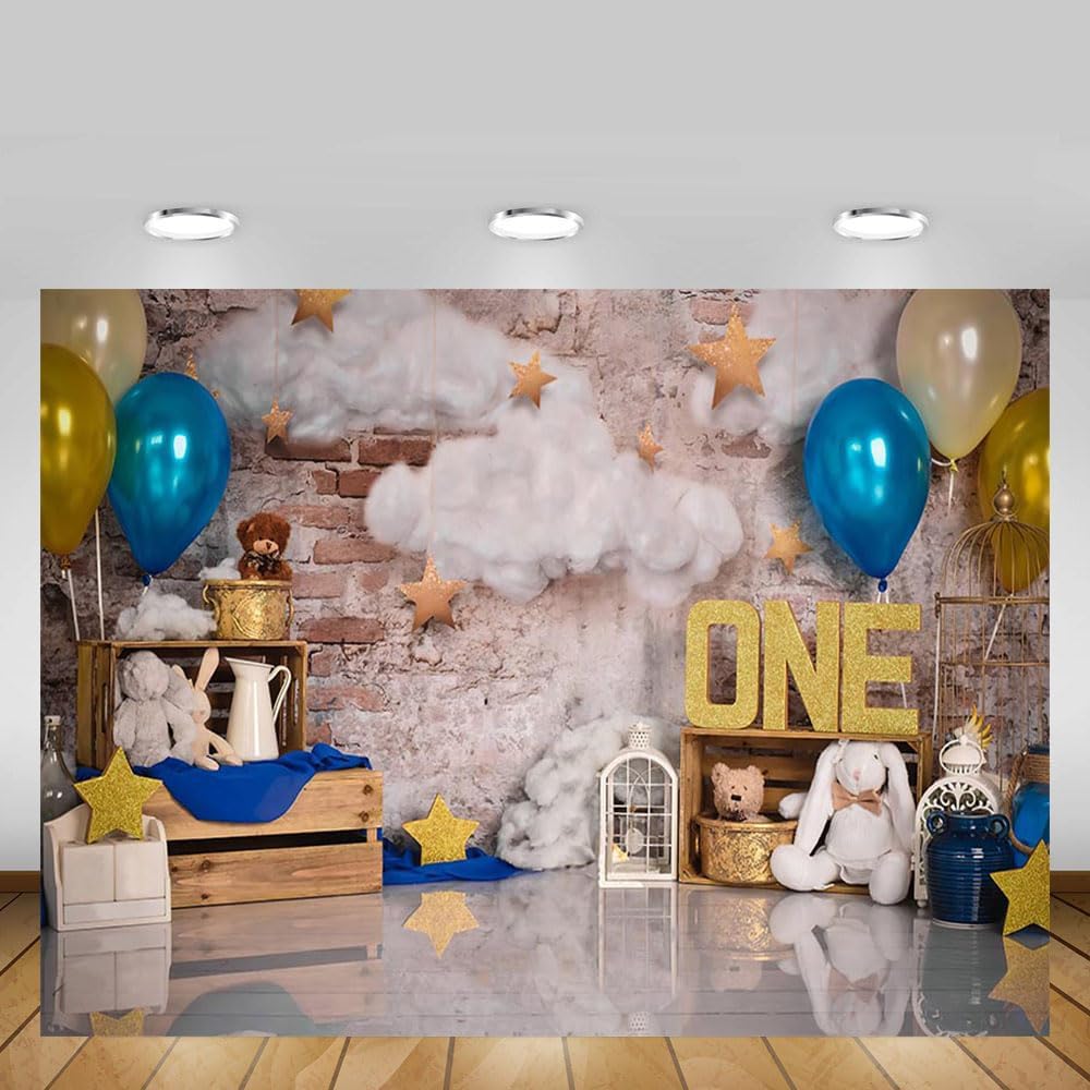 Thumbnail 3 de MEHOFOND 7x5ft Blue Birthday Backdrop