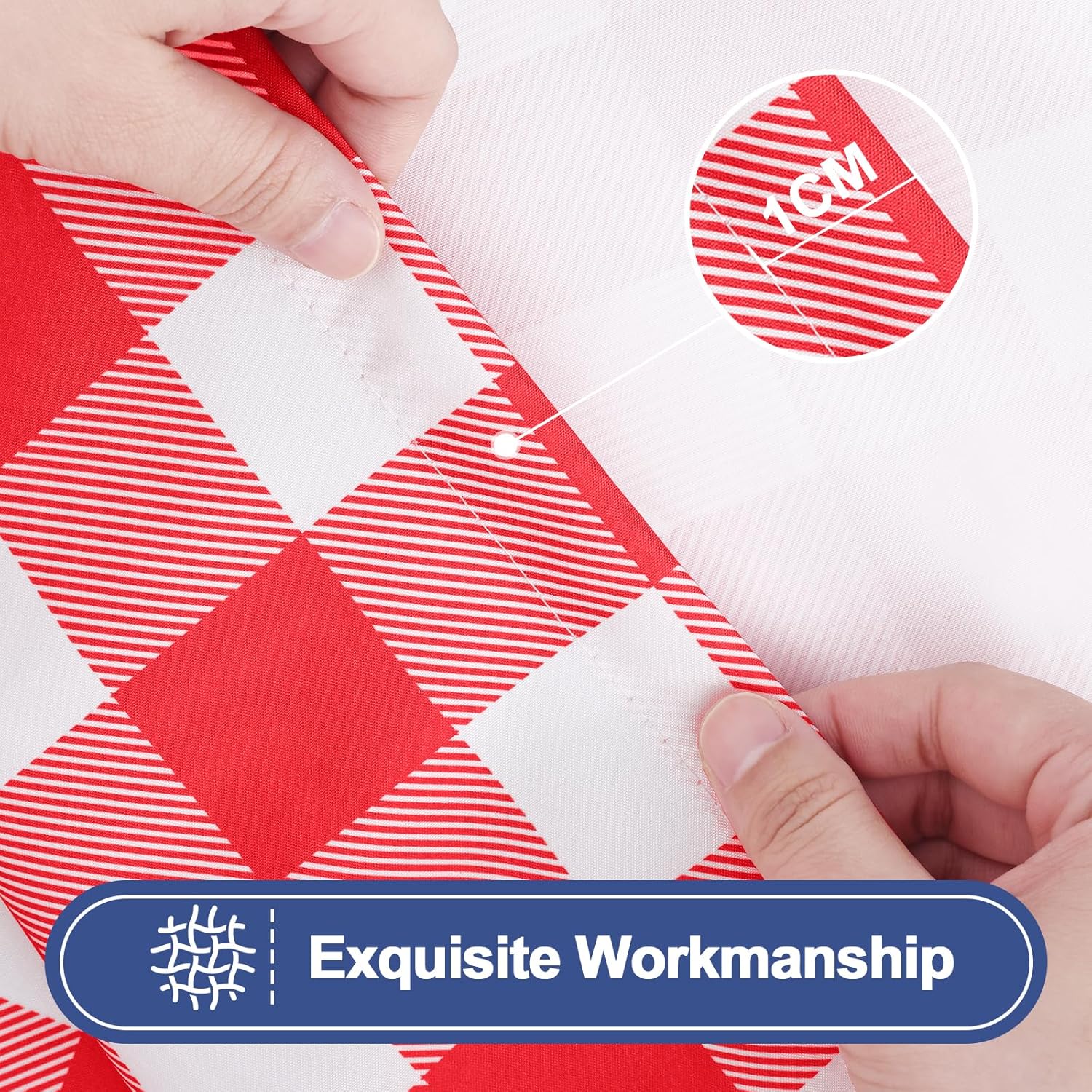 Thumbnail 4 de Smiry Picnic Table Cover Set (Red & White Buffalo Plaid) with Bench Covers for 8-Foot Rectangle Tables