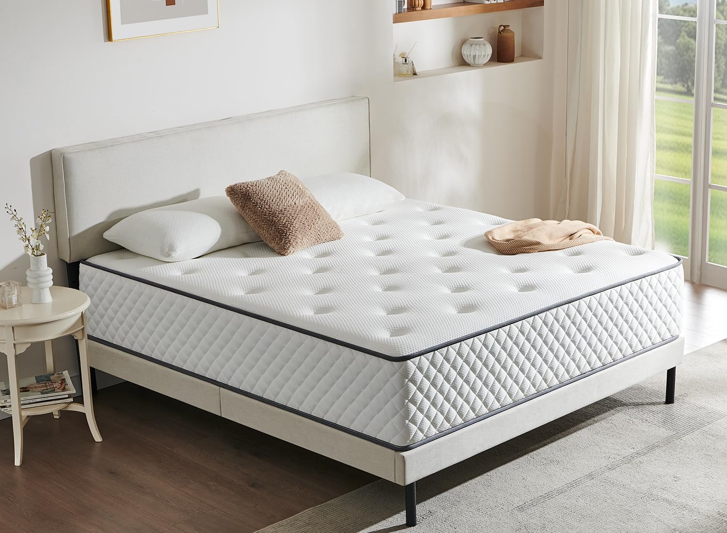 Detalle de Sleremind Double Mattress: 7-Zone Hybrid Pocket Spring, Medium-Firm with Cooling Gel Memory Foam (135×190×22cm)