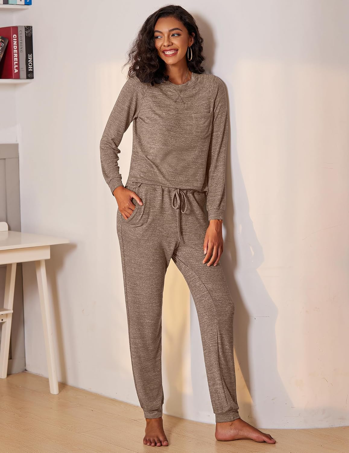Thumbnail 4 de Ekouaer EYS005548 Women’s Two-Piece Pajama Set, Long Sleeve, Crew Neck