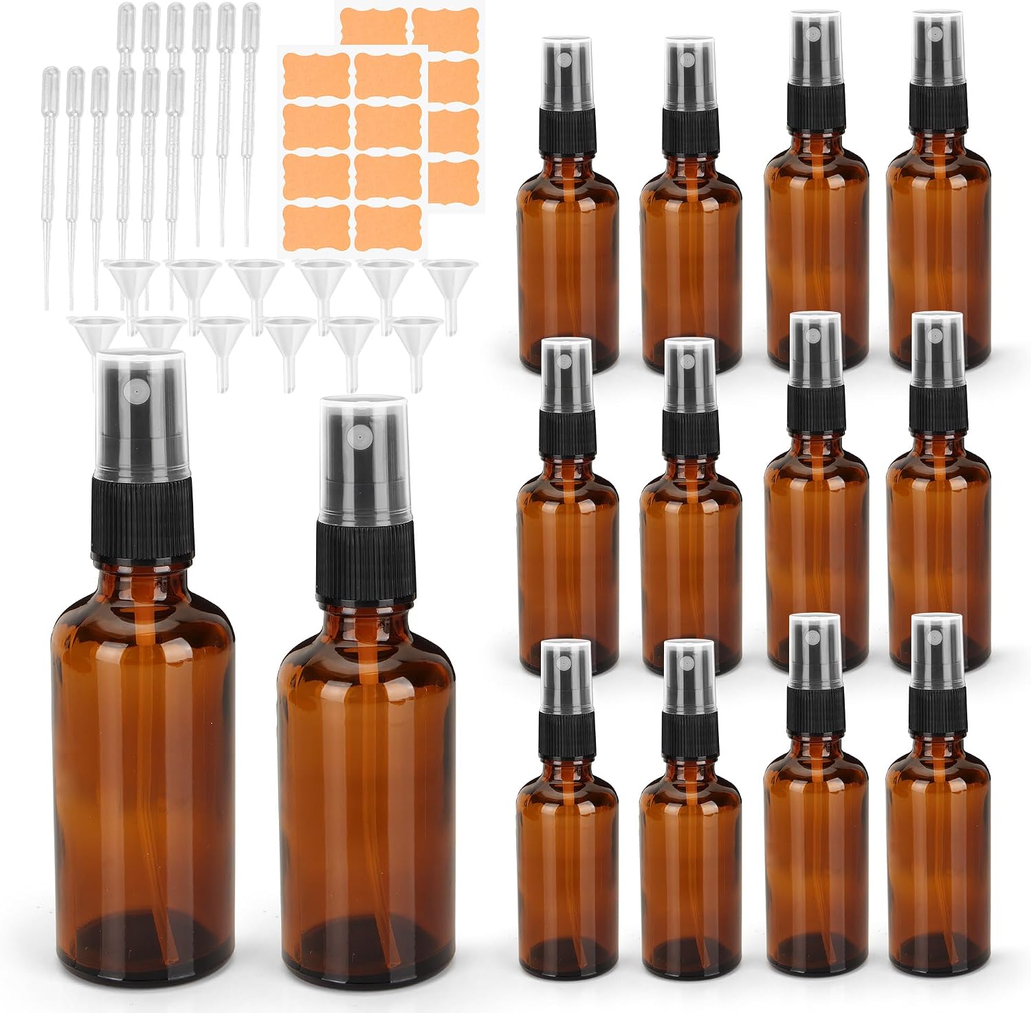 Detalle de WENLISELL 12 PCS Amber Glass Spray Bottles 30/50ml