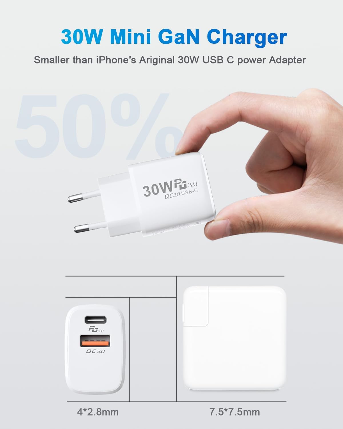 Detalle 2 de Caricatore USB C 30W con cavo 2 m
