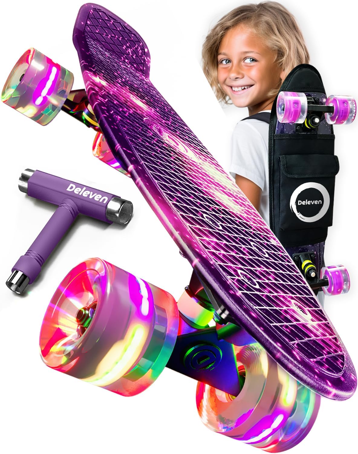 Thumbnail 6 de Deleven Skateboard 56 cm LED Räder ABEC 7