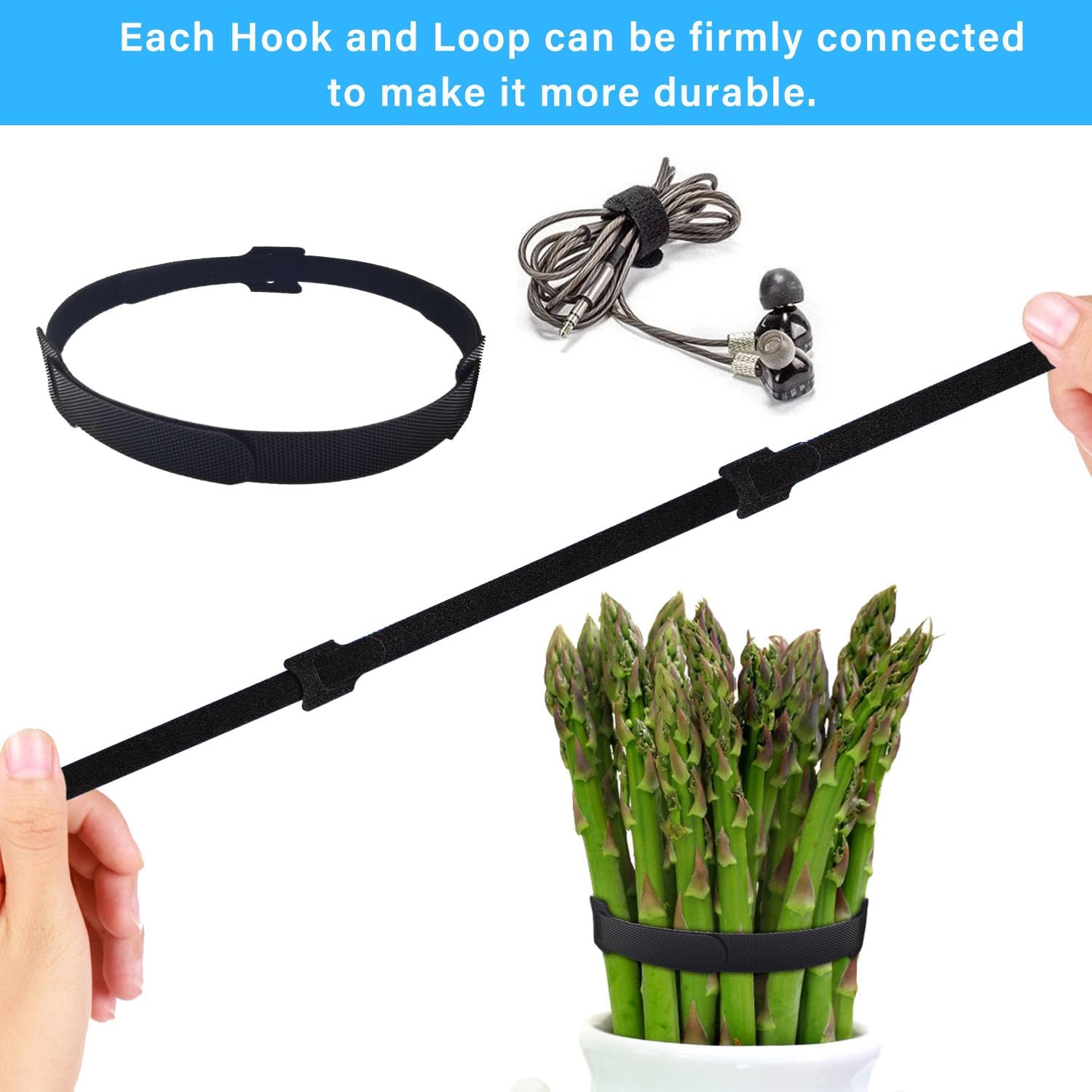 Thumbnail 4 de 100 Stück 15cm Klett Kabelbinder 15 cm 📎