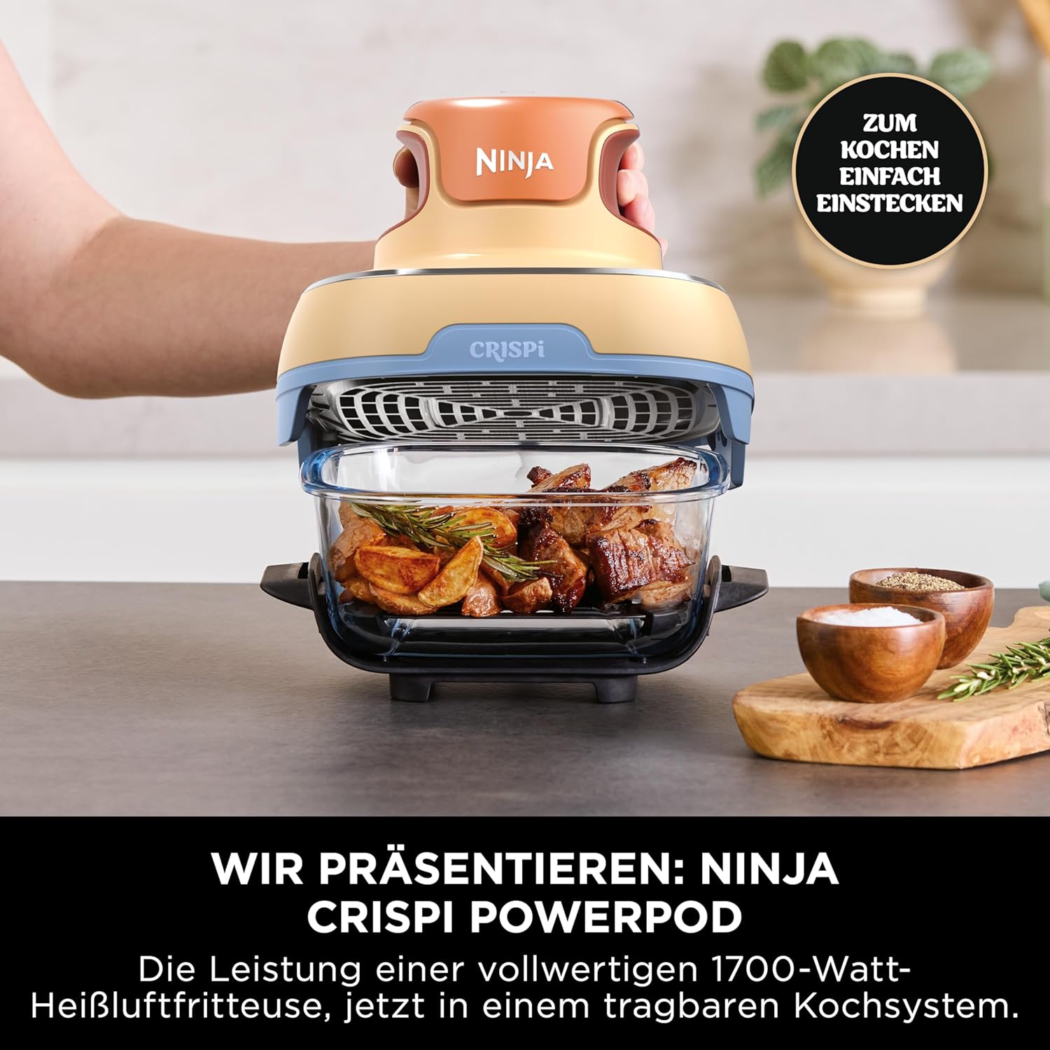 Thumbnail 4 de Ninja CRISPi Tragbare Heißluftfritteuse 3,8 l & 1,4 l – 4-in-1, Mango-Wolken FN101EUORPR